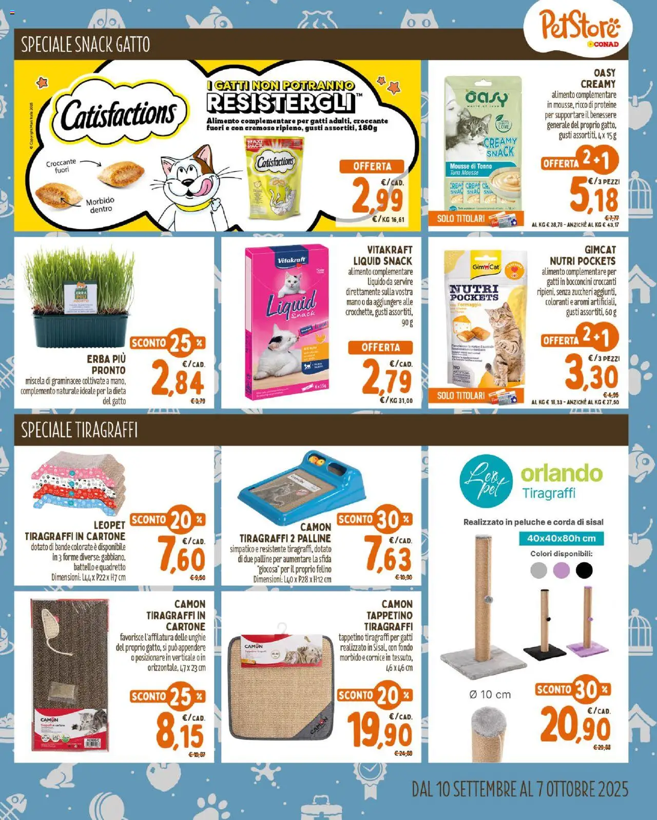 Volantino Conad del 10.09.2025 | Pagina: 7 | Prodotti: Peluche, Tiragraffi, Formaggio, Tonno