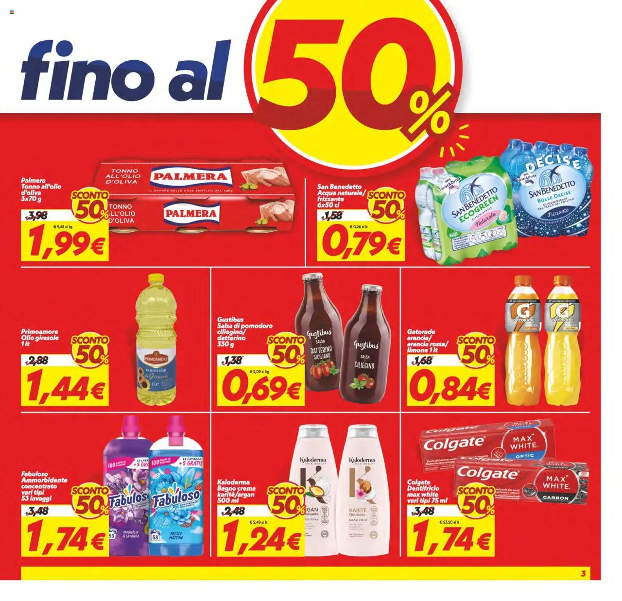 Volantino SuperConveniente del 22.08.2025 | Pagina: 3 | Prodotti: Ammorbidente, Acqua, Pomodoro, Olio