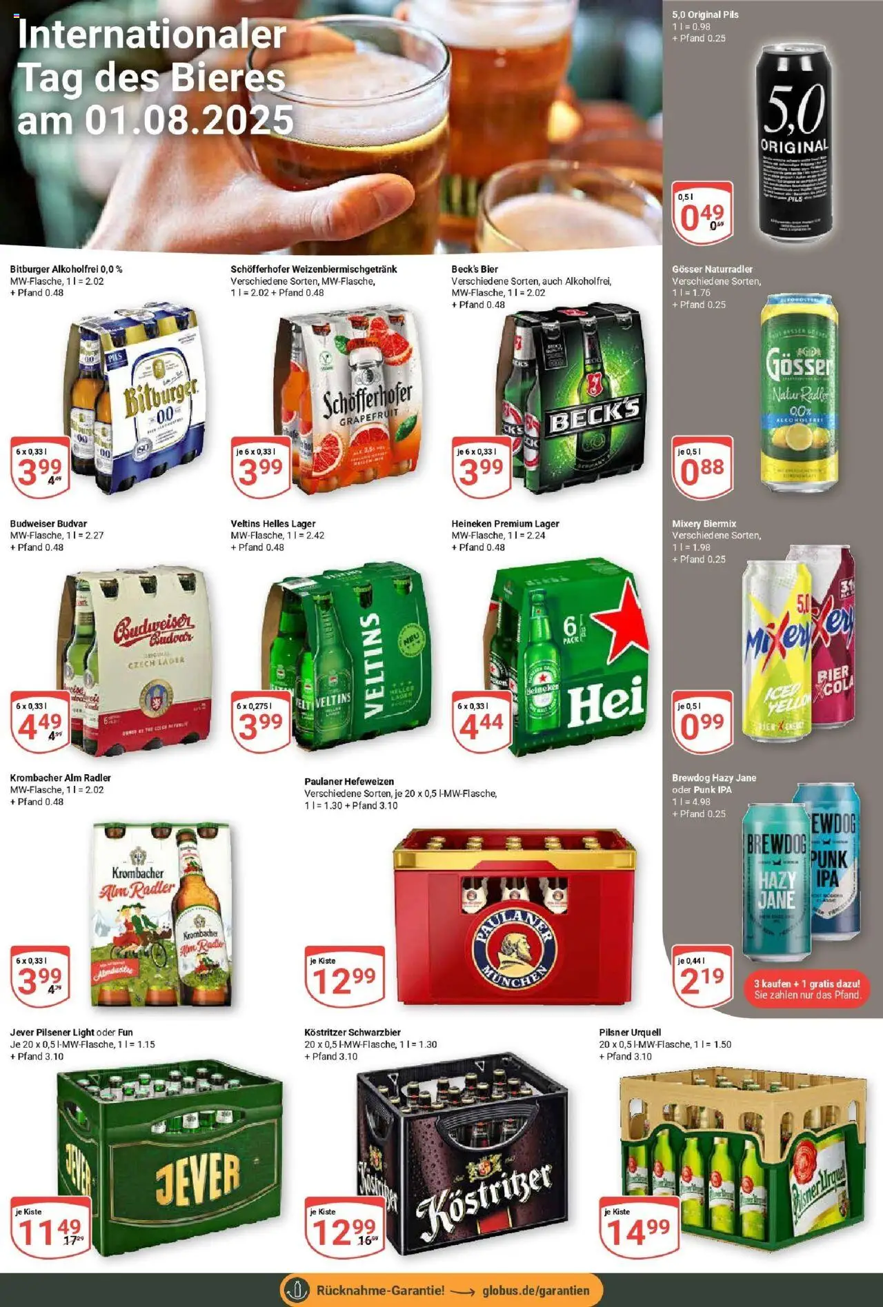 Globus prospekt Neutraubling	 - gültig ab dem 28.07.2025 | Seite: 19 | Produkte: Pils, Pilsner urquell, Krombacher, Budweiser