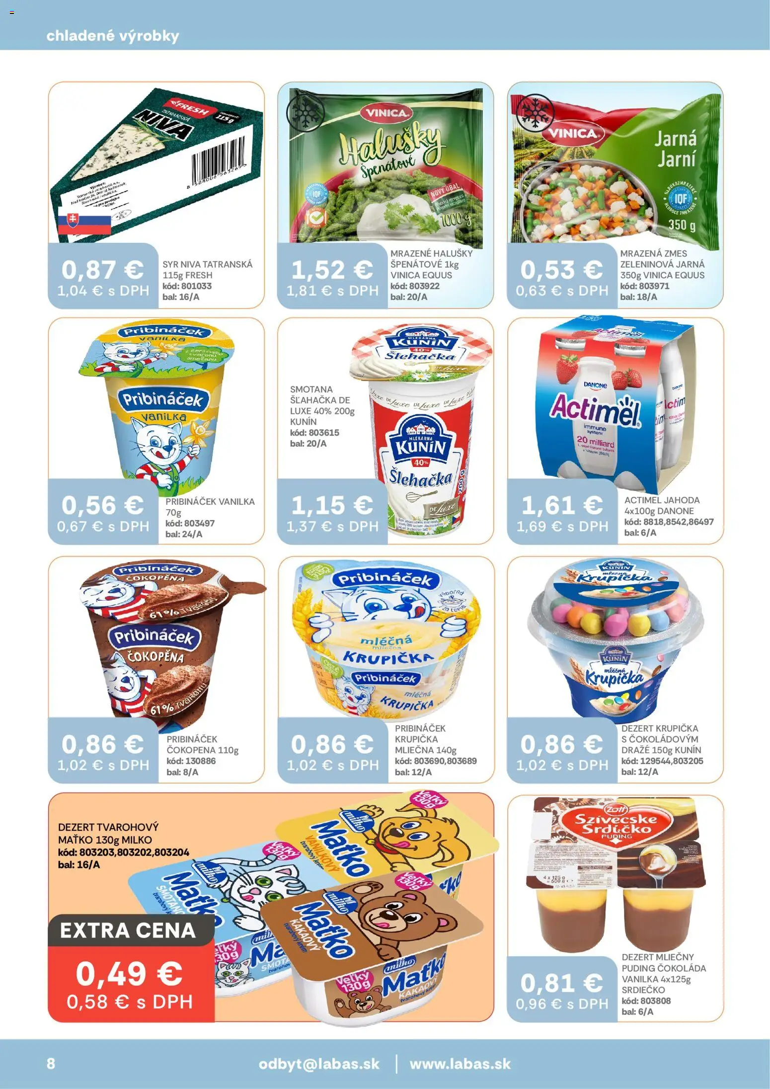 Nové Labaš akcie – leták je platný od 13.03.2026 | Strana: 8 | Produkty: Syr, Smotana, Puding, Šľahačka