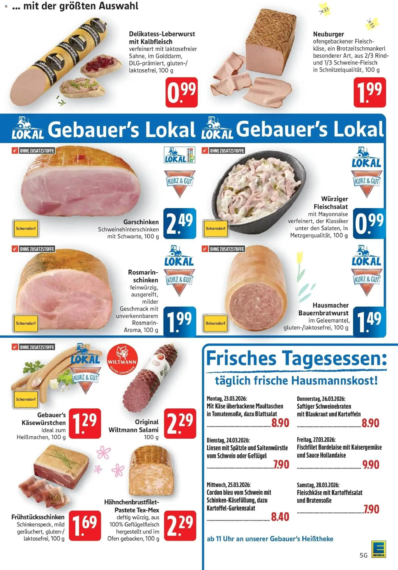 Edeka prospekt Göppingen	 – gültig ab 23.03.2026 | Seite: 5 | Produkte: Mayonnaise, Salami, Schinken, Fleisch