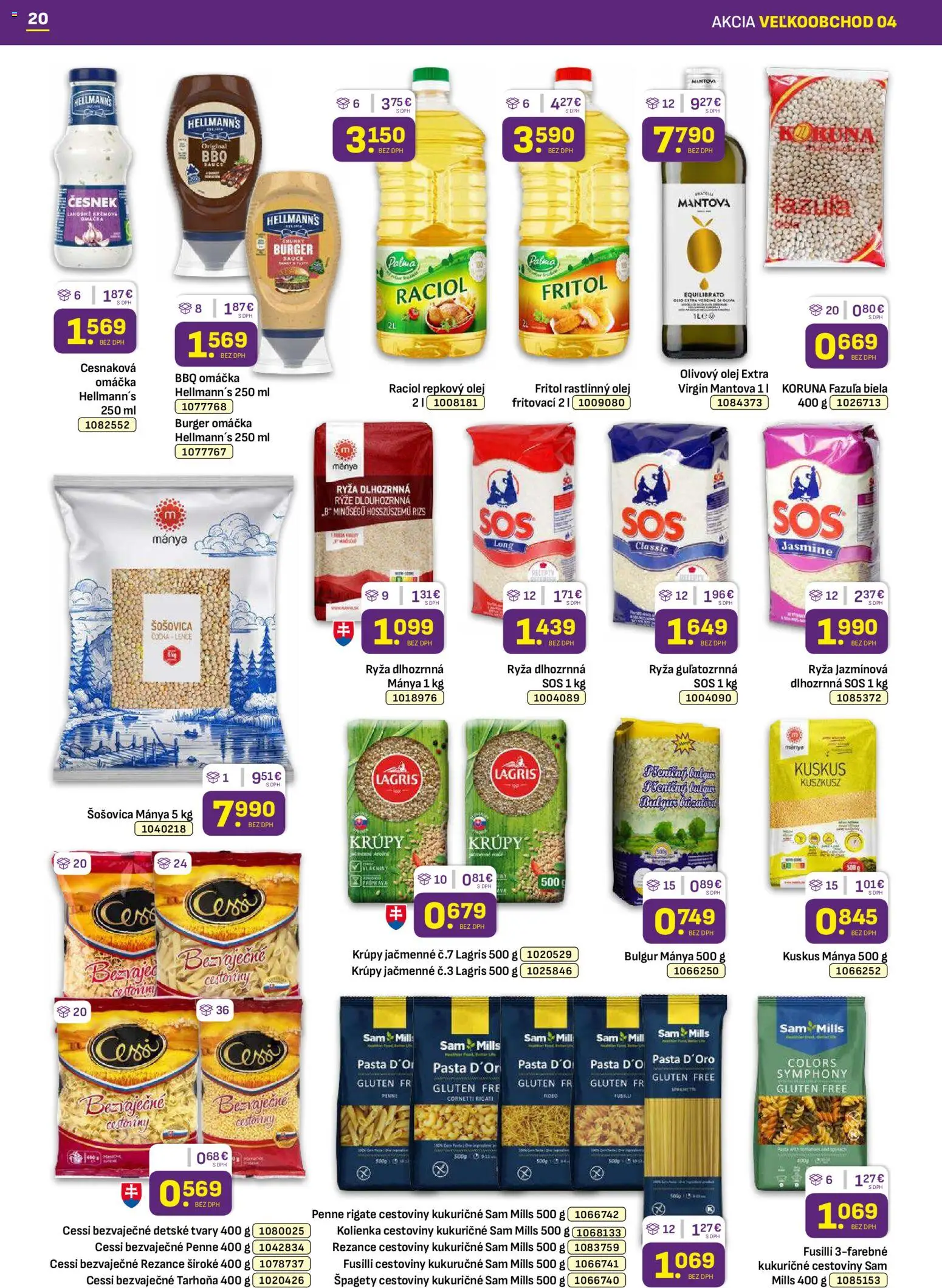 Nové Libex akcie – leták je platný od 16.02.2026 | Strana: 20 | Produkty: Fusilli, Ryža, Repkový olej, Špagety