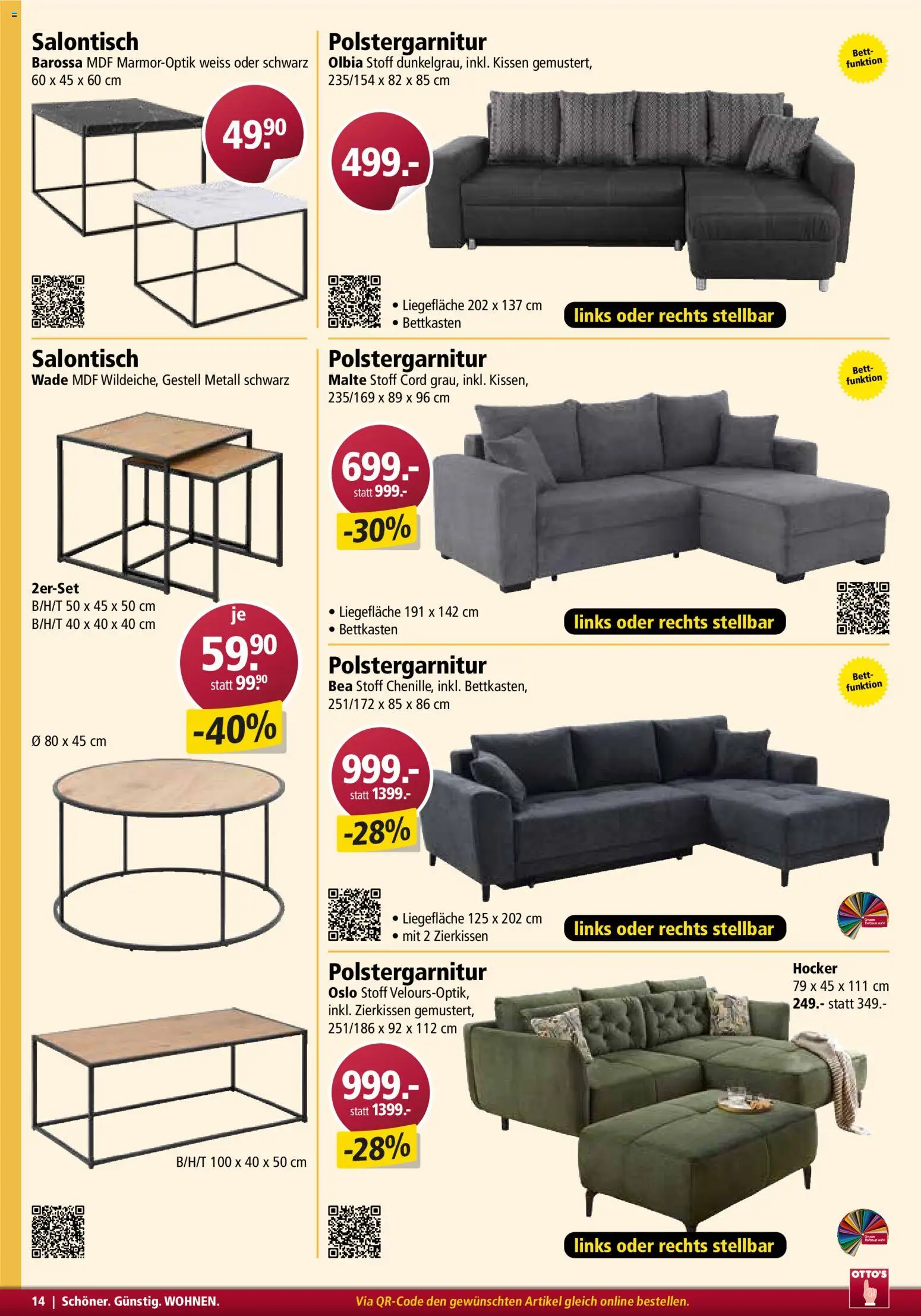 Otto's Aktionen Möbelflyer – gültig ab 01.03.2026 | Seite: 14 | Produkte: Hocker, Kissen, Bett