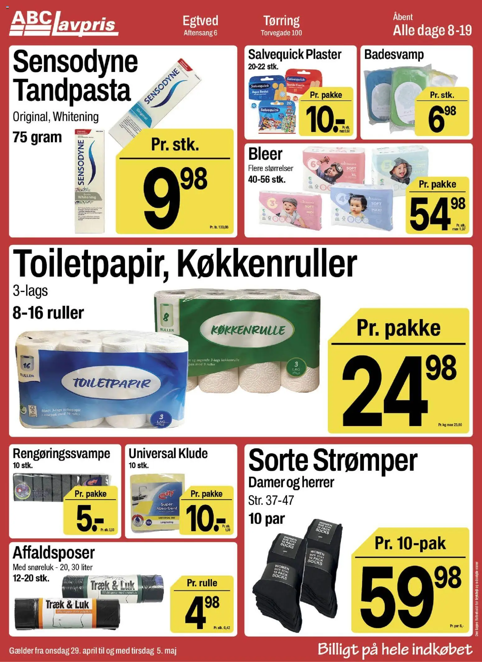 Abc Lavpris tilbudsavis – gyldig fra 29.04.2026 | Side: 15 | Produkter: Tandpasta, Strømper