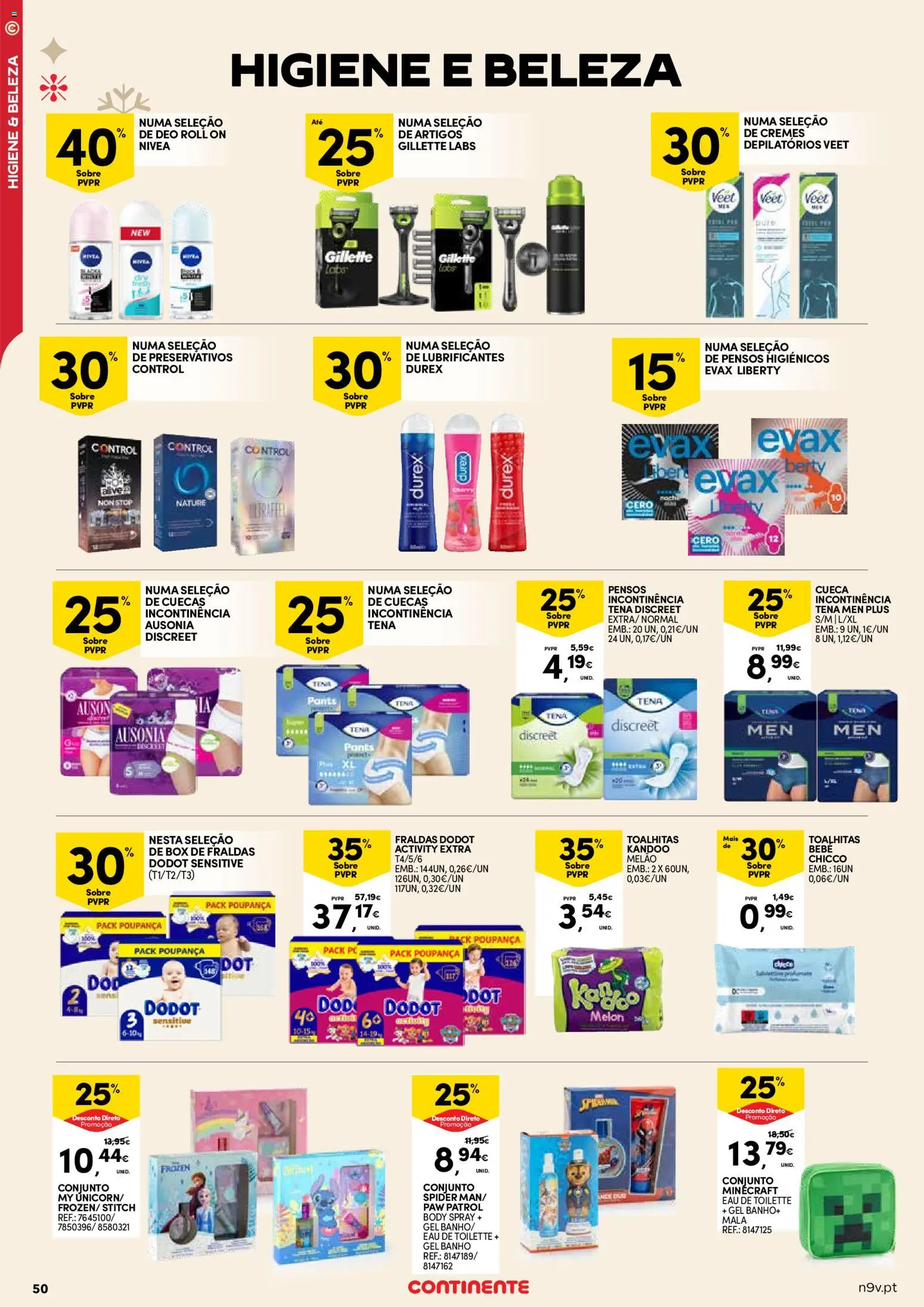 Continente - Açores: Natal │ válido de 11.12.2025 | Página: 50 | Produtos: Fraldas dodot, Eau de toilette, Melão, Cuecas
