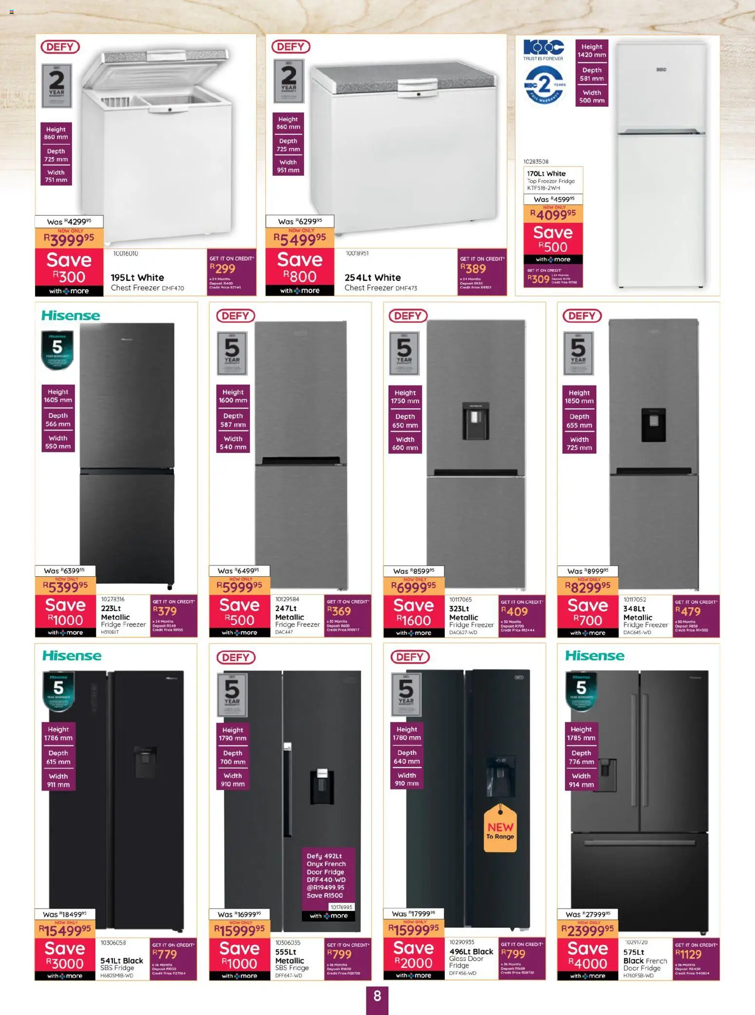 New Bradlows catalogue – valid from 29.12.2025 | Page: 8 | Products: Freezer, Freezer fridge, Fridge, Chest freezer