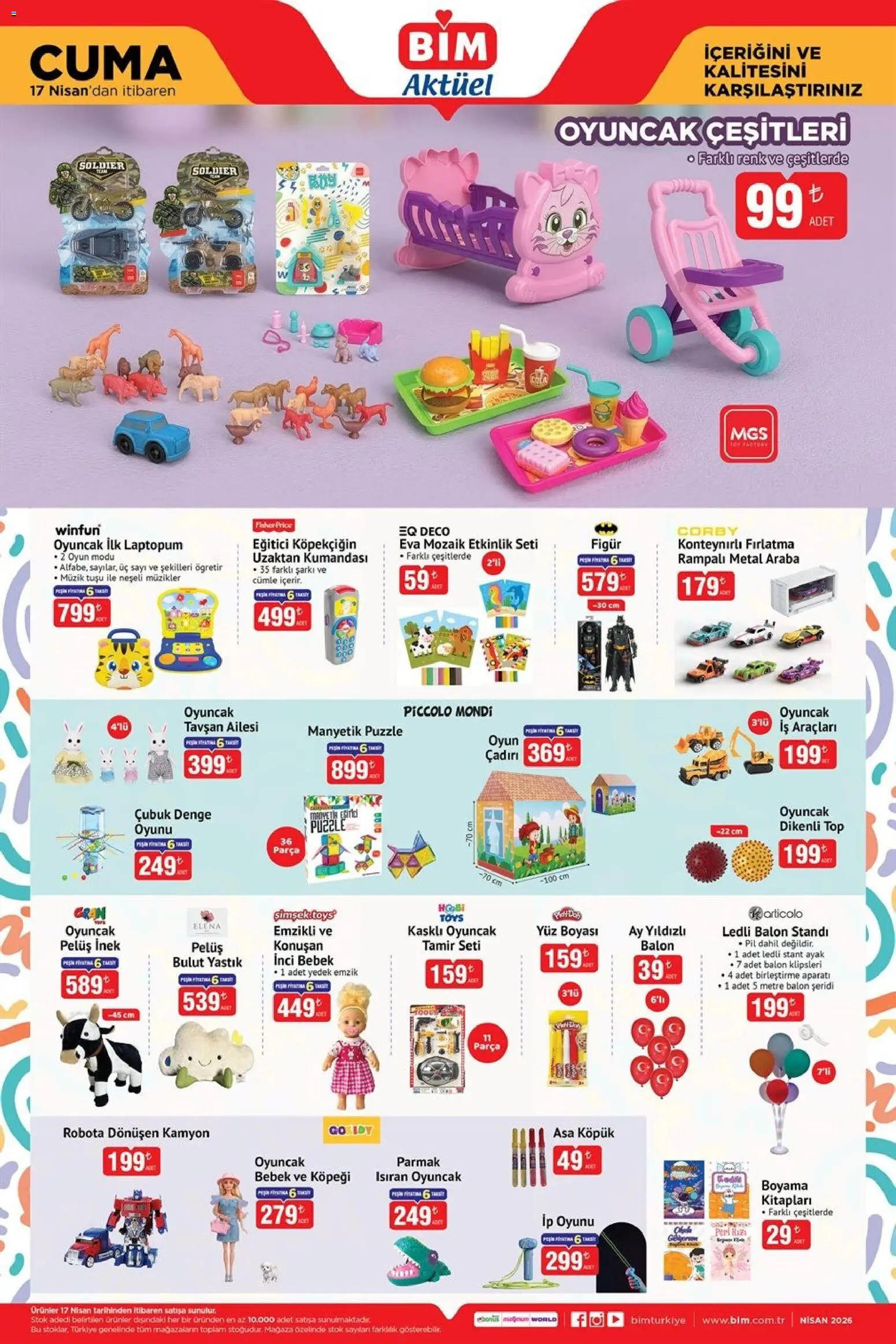 BİM - Katalog Cuma - 17.04.2026 tarihinden itibaren geçerlidir | Sayfa: 3 | Ürünler: Yastık, Pil, Oyun