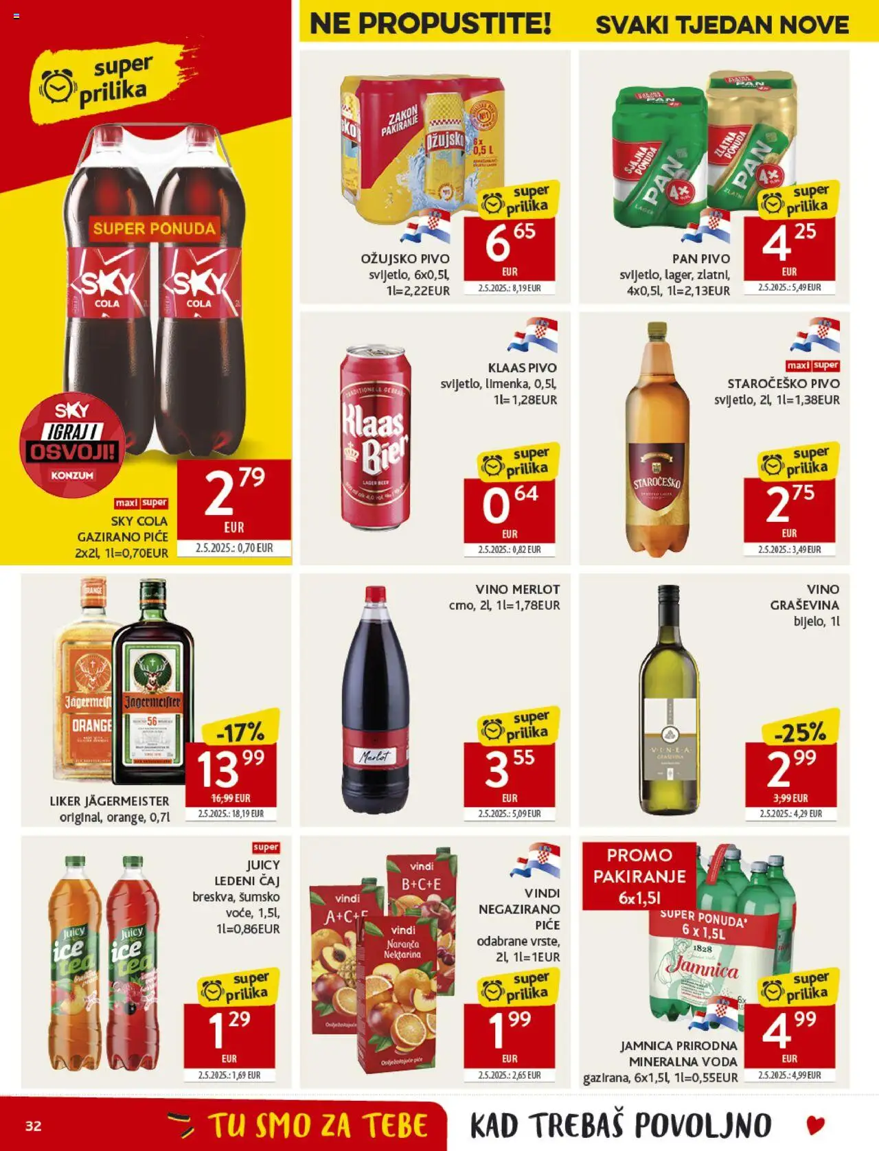 Konzum katalog | vrijedi od 22.10.2025 | Stranica: 32 | Proizvodi: Mineralna voda, Pivo, Voda, Nektarina