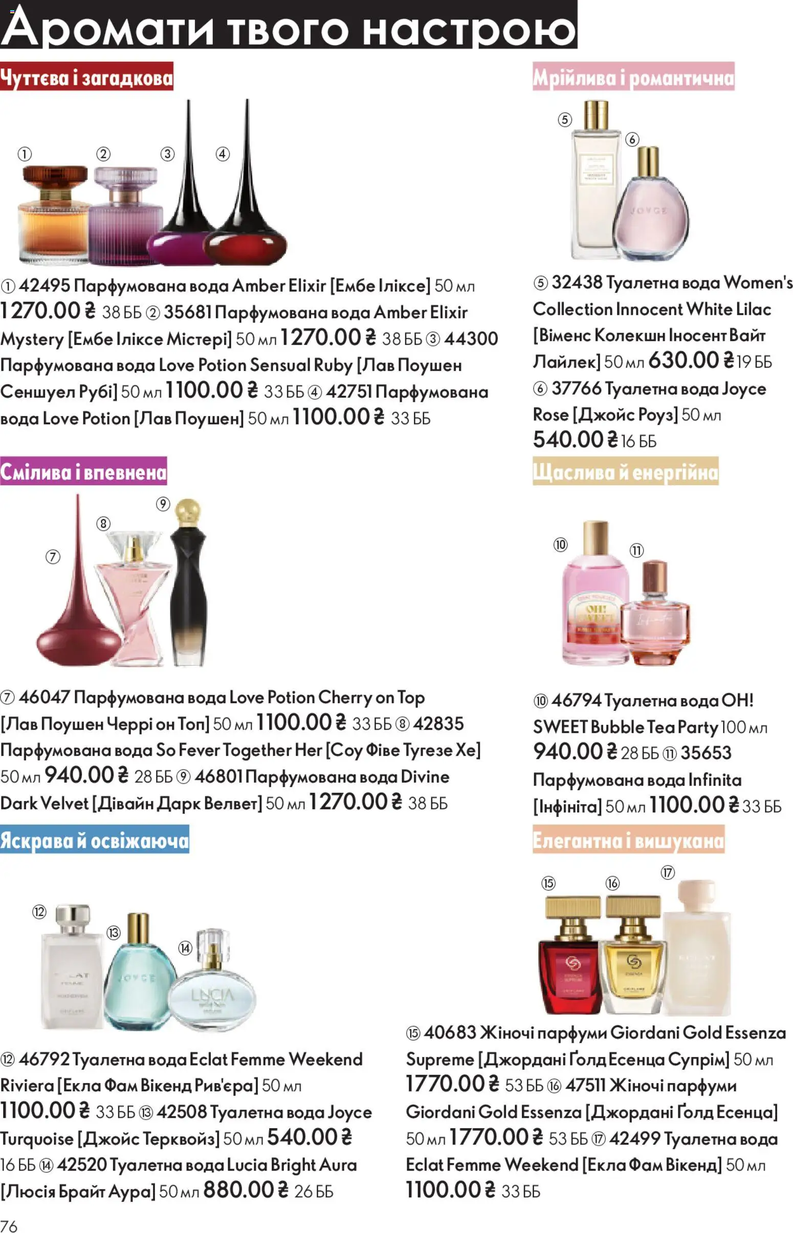 Oriflame Kаталог - дійснийкції з 28.12.2025 | Сторінка: 76 | Товари: Вода, Туалетна вода, Парфумована вода, Топ