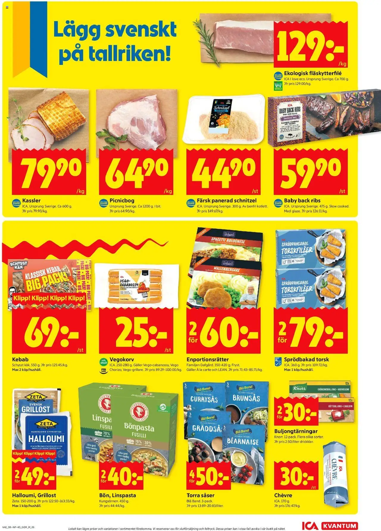 ICA Kvantum reklamblad aktuell från 13.10.2025 | Sida: 5 | Produkter: Kassler, Galler, Fläskytterfilé, Halloumi