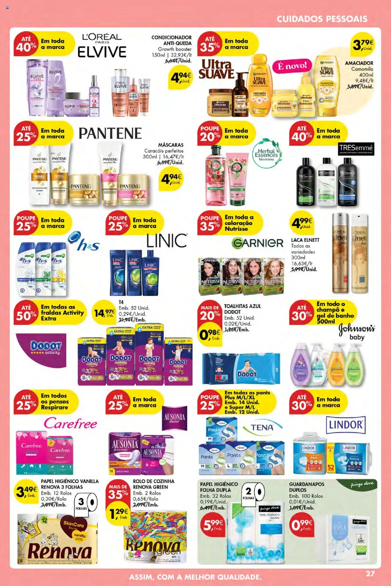 Pingo Doce Poupe Esta Semana Açores │ válido de 04.09.2025 | Página: 27 | Produtos: Guardanapos, Condicionador, Gel de banho, Banho
