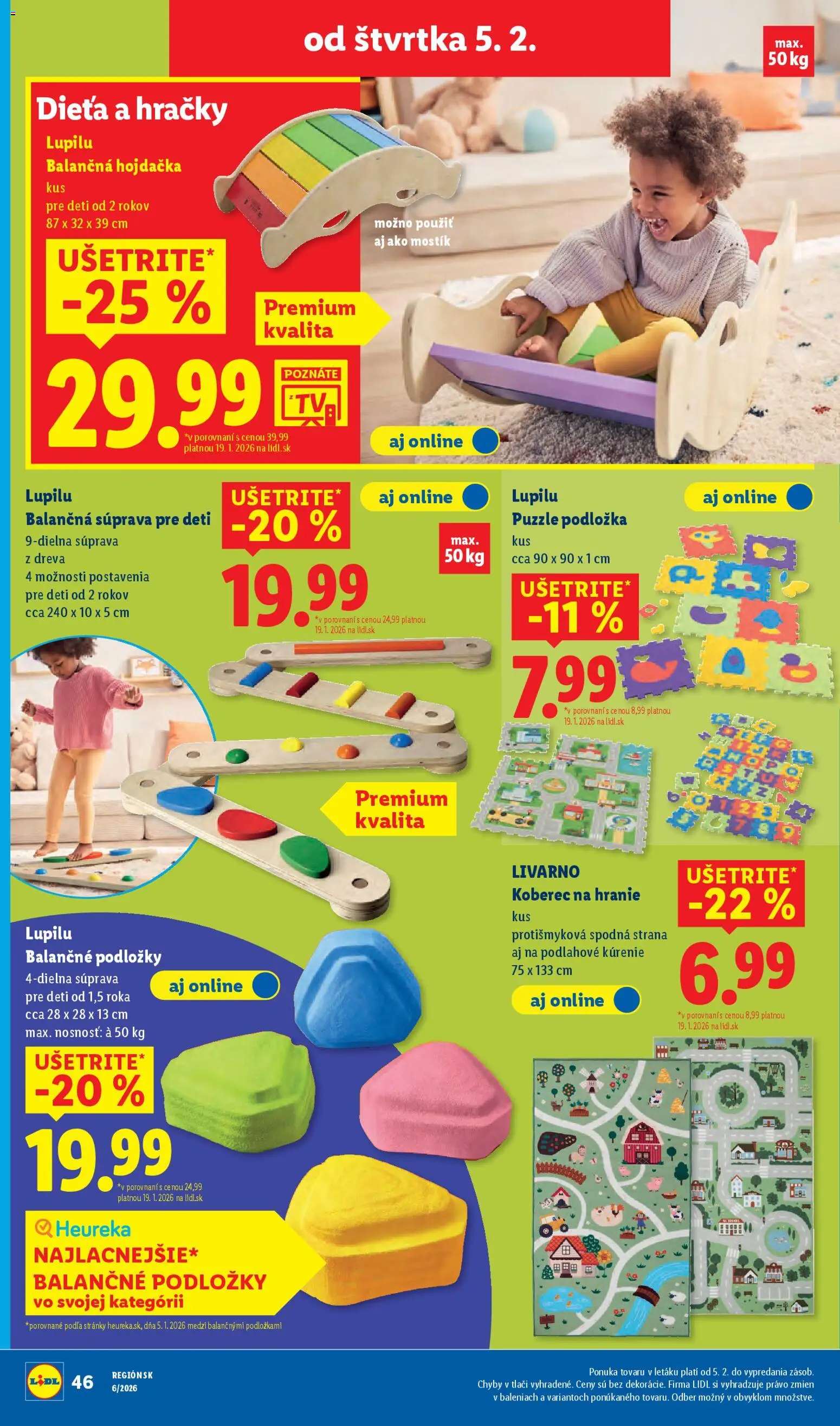 Nové Lidl akcie – leták je platný od 02.02.2026 | Strana: 76 | Produkty: Koberec, Hojdačka, Puzzle