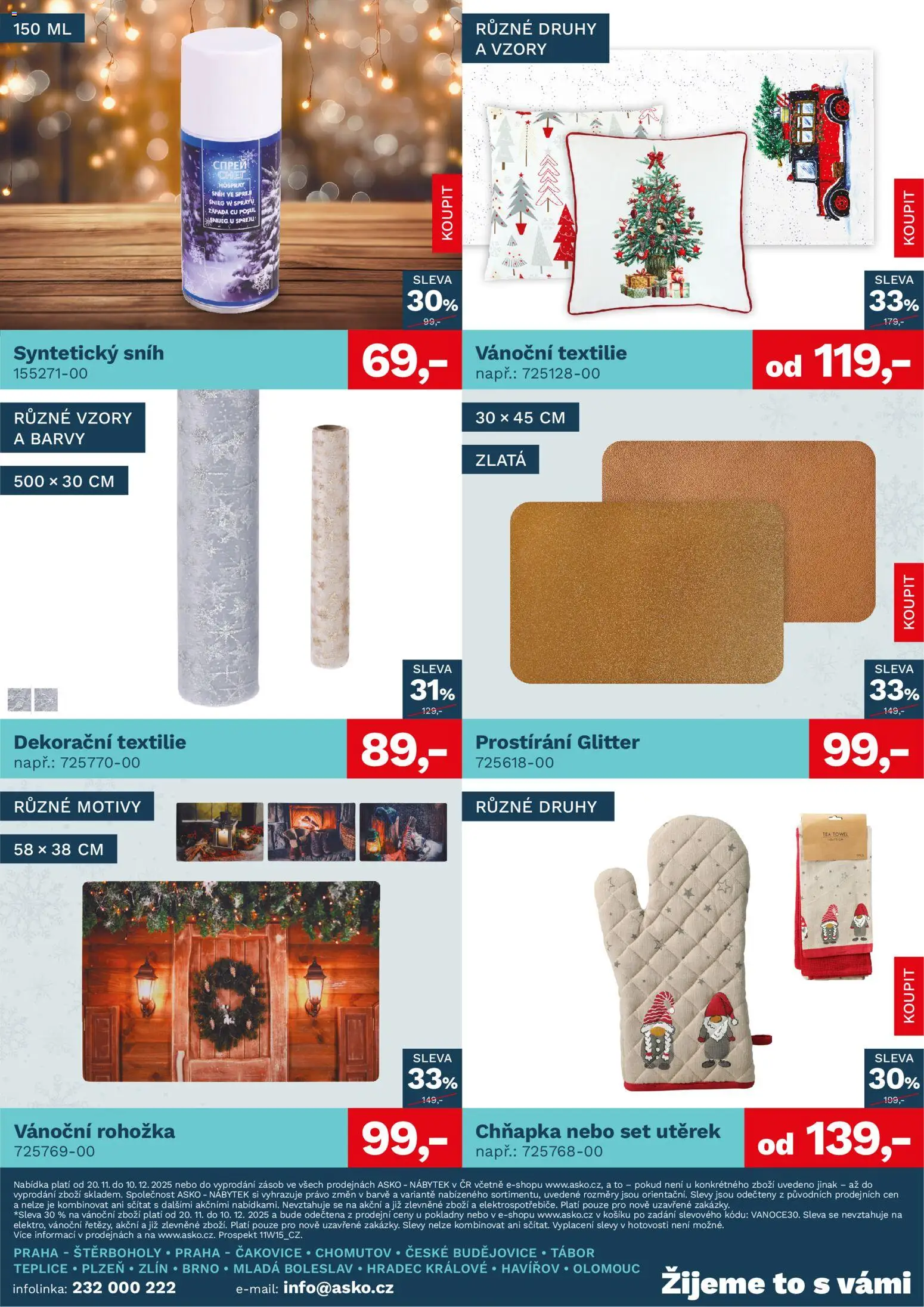 ASKO nábytek leták - Vánoce od 20.11.2025 | Strana: 4 | Produkty: Prostírání, Nábytek, Chňapka, Barvy