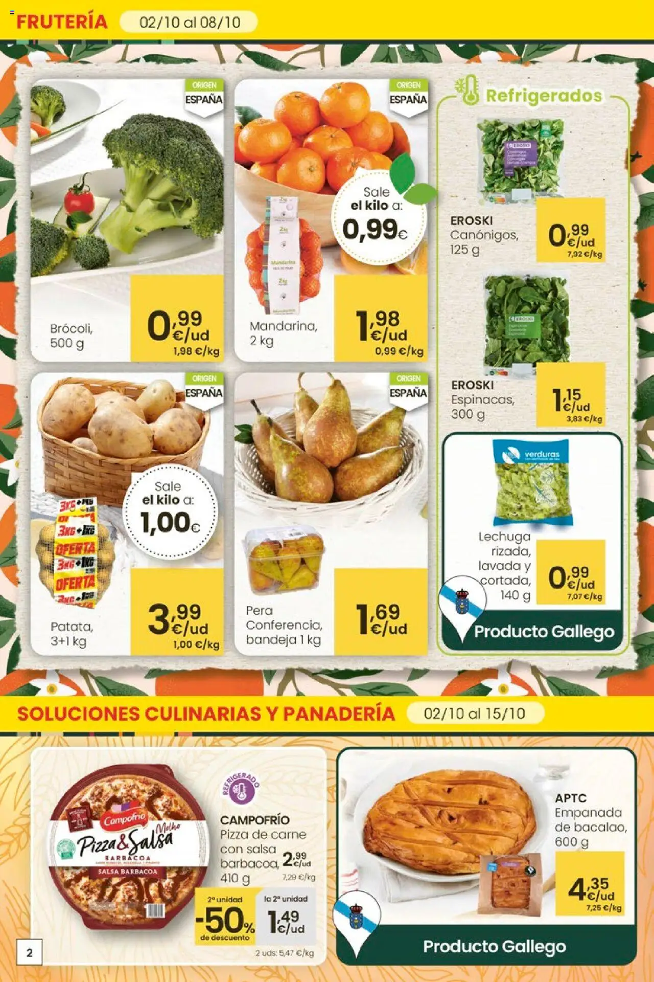 Eroski - Aliprox │ válido desde el 02.10.2025 | Página: 2 | Productos: Pizza, Barbacoa, Panadería, Bandeja