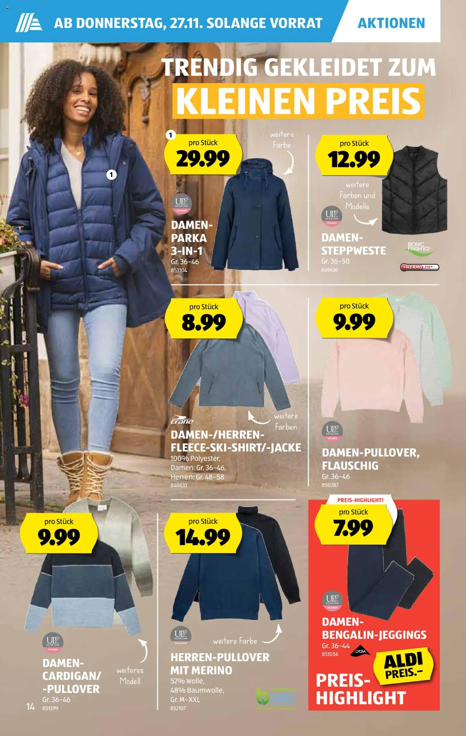 Aldi - Black Friday – gültig ab 27.11.2025 | Seite: 15 | Produkte: Steppweste, Pullover, Parka