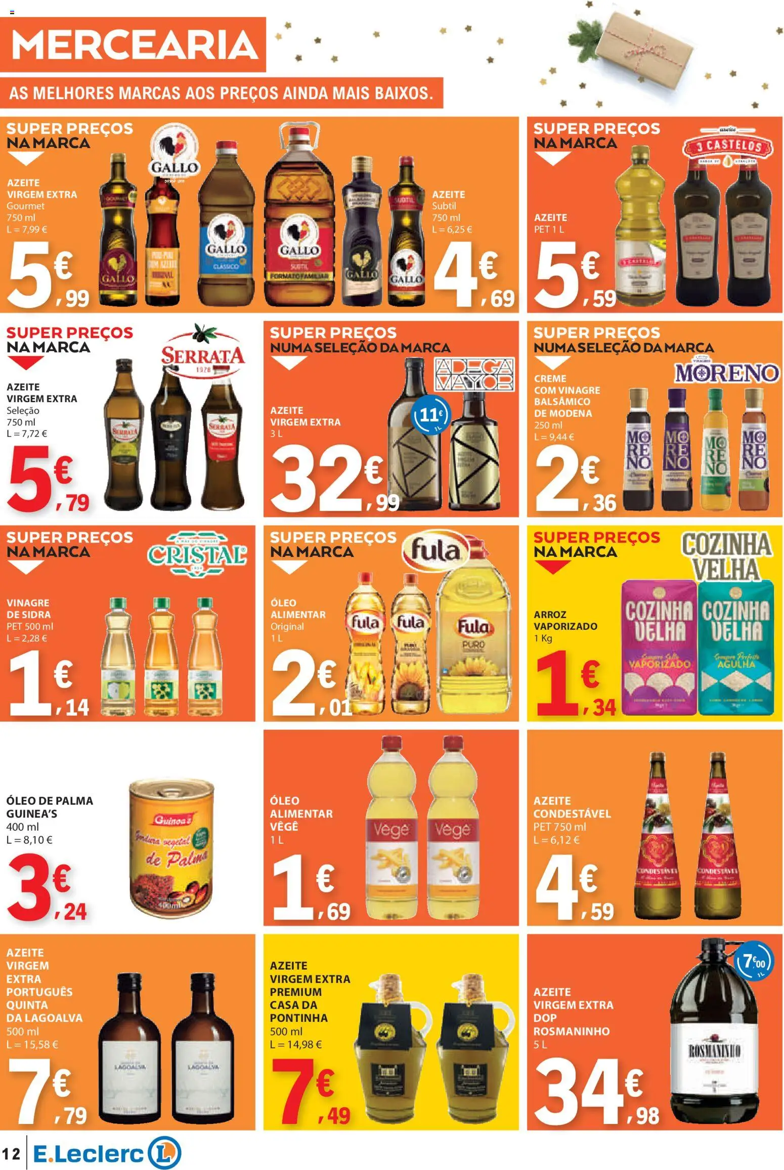 E.Leclerc folheto │ válido de 04.12.2025 | Página: 12 | Produtos: Vinagre, Óleo, Arroz, Creme