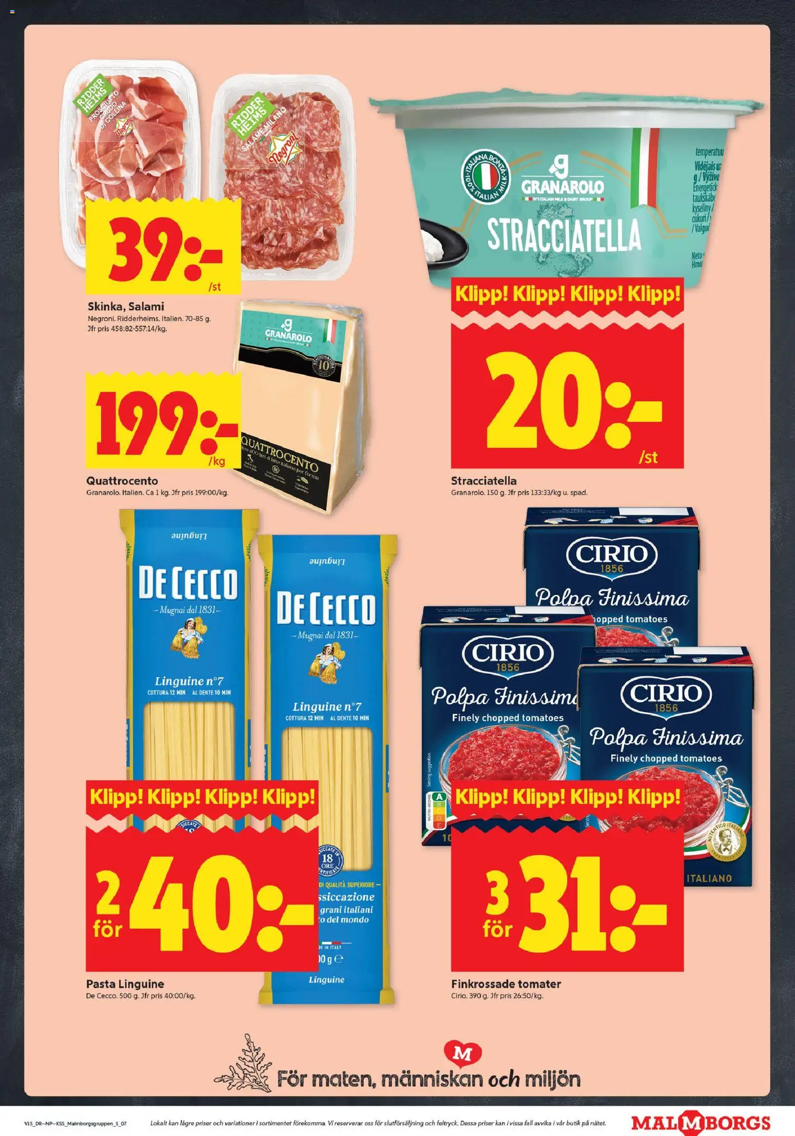 ICA Kvantum reklamblad aktuell från 06.04.2026 | Sida: 7 | Produkter: Salami, Tomater, Pasta