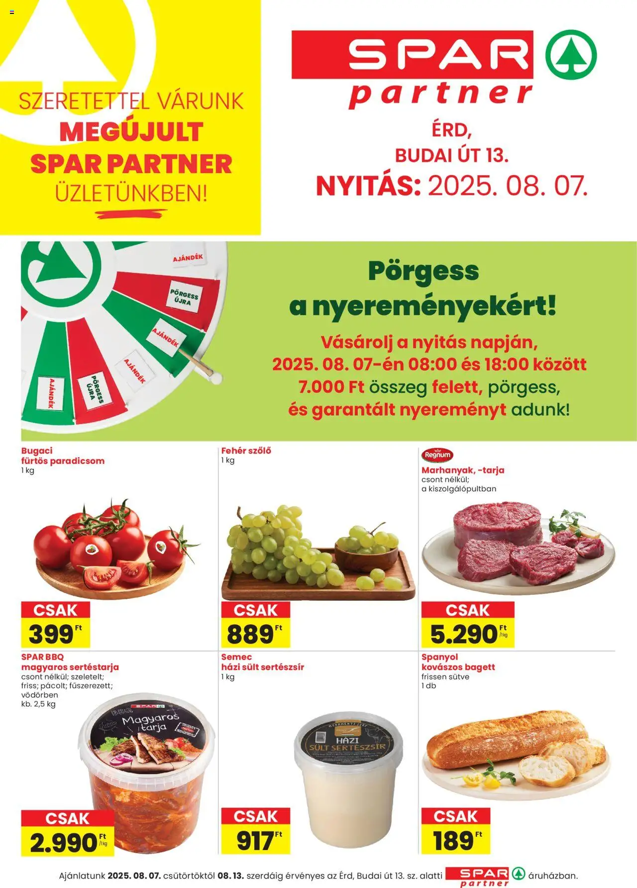 Spar Market akciós ujság - amely érvényes a következő dátumtól: 07.08.2025 | Oldal: 1