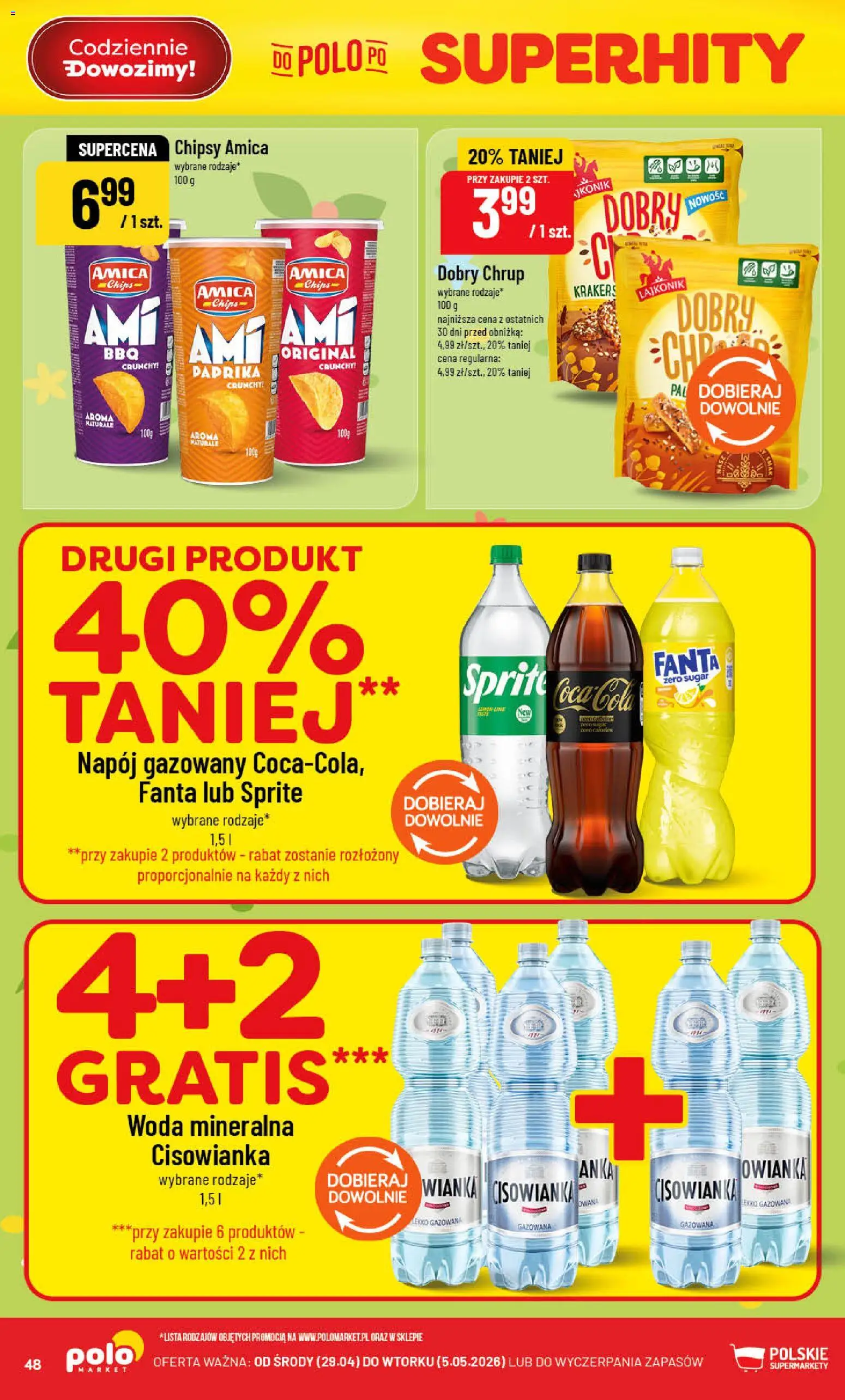 POLOmarket gazetka od 29.04.2026 | Strona: 48 | Produkty: Chipsy, Sprite, Woda