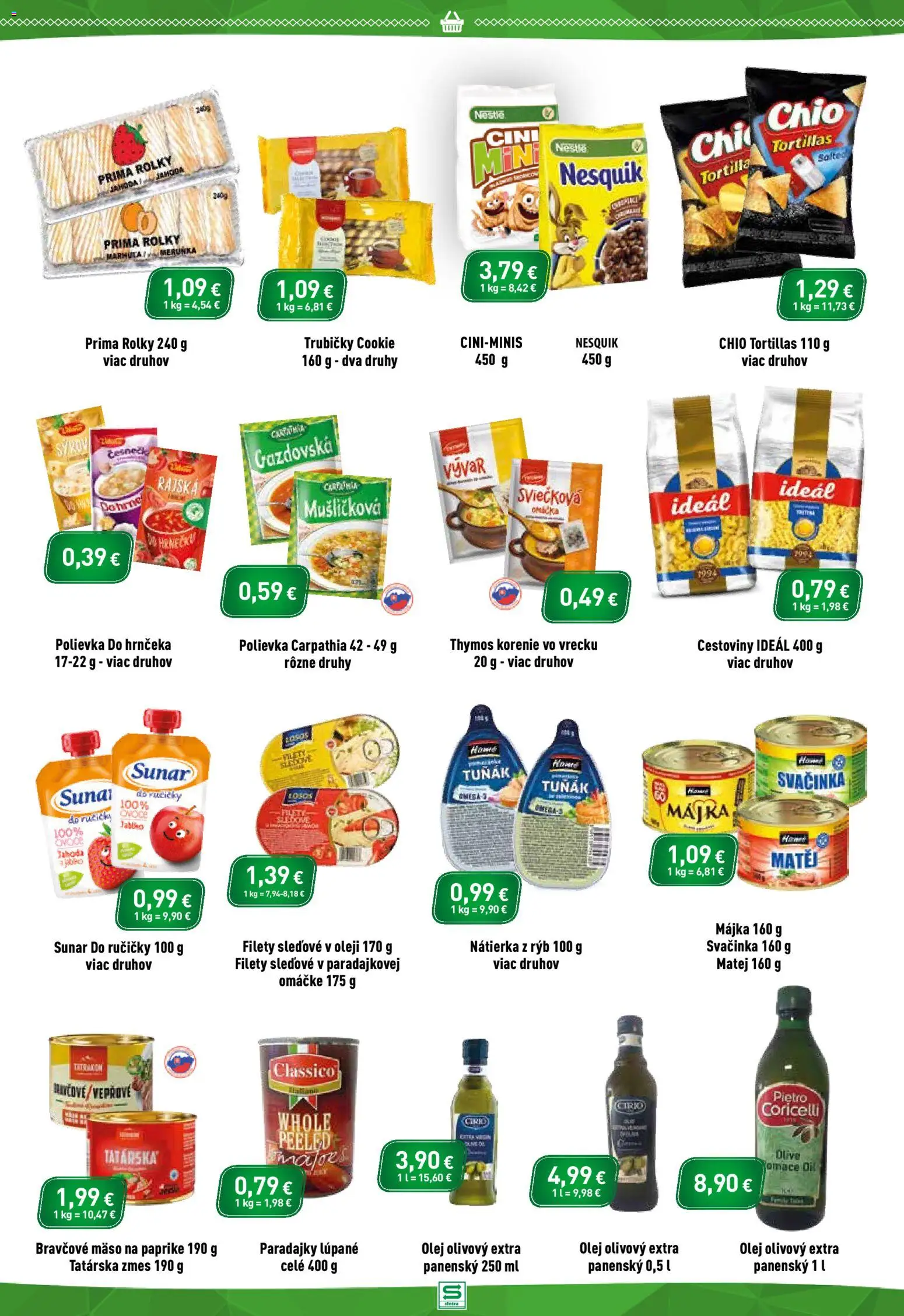 Nové Sintra akcie – leták je platný od 16.04.2026 | Strana: 9 | Produkty: Olej, Tortilla, Cestoviny, Korenie