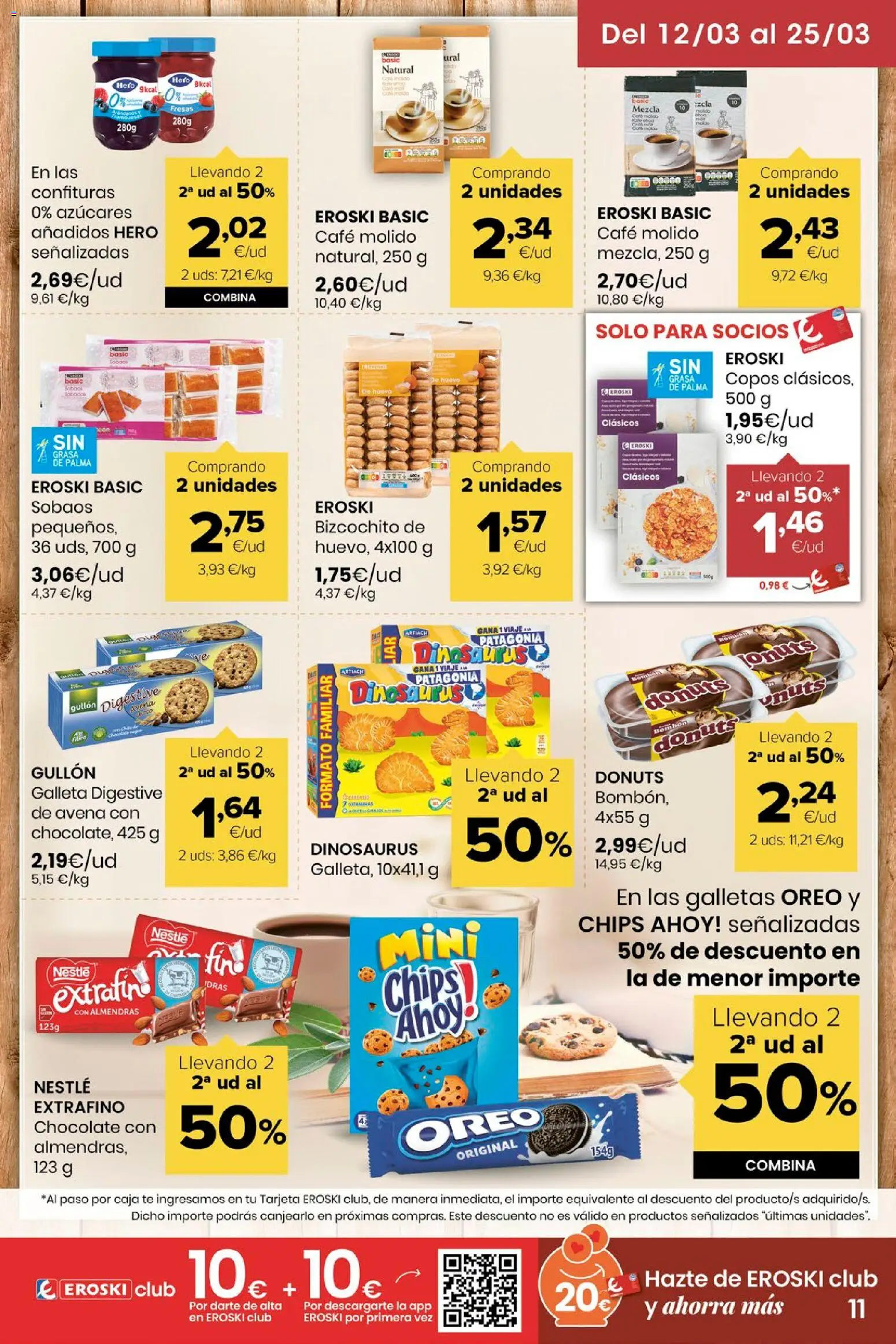 Eroski folleto │ válido desde el 12.03.2026 | Página: 11 | Productos: Café, Té, Copos, Donuts