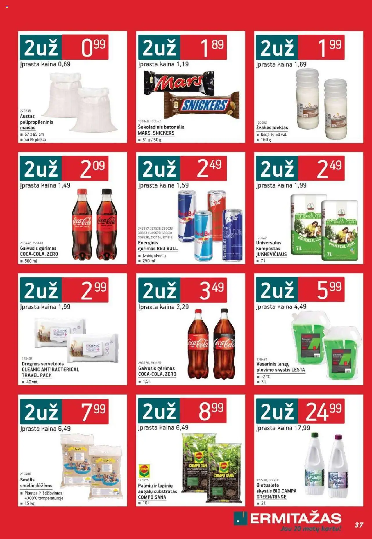 ERMITAŽAS leidinys│galioja nuo 02.06.2025 | Puslapis: 37 | Prekių: Gaivusis gėrimas, Šokoladinis batonėlis