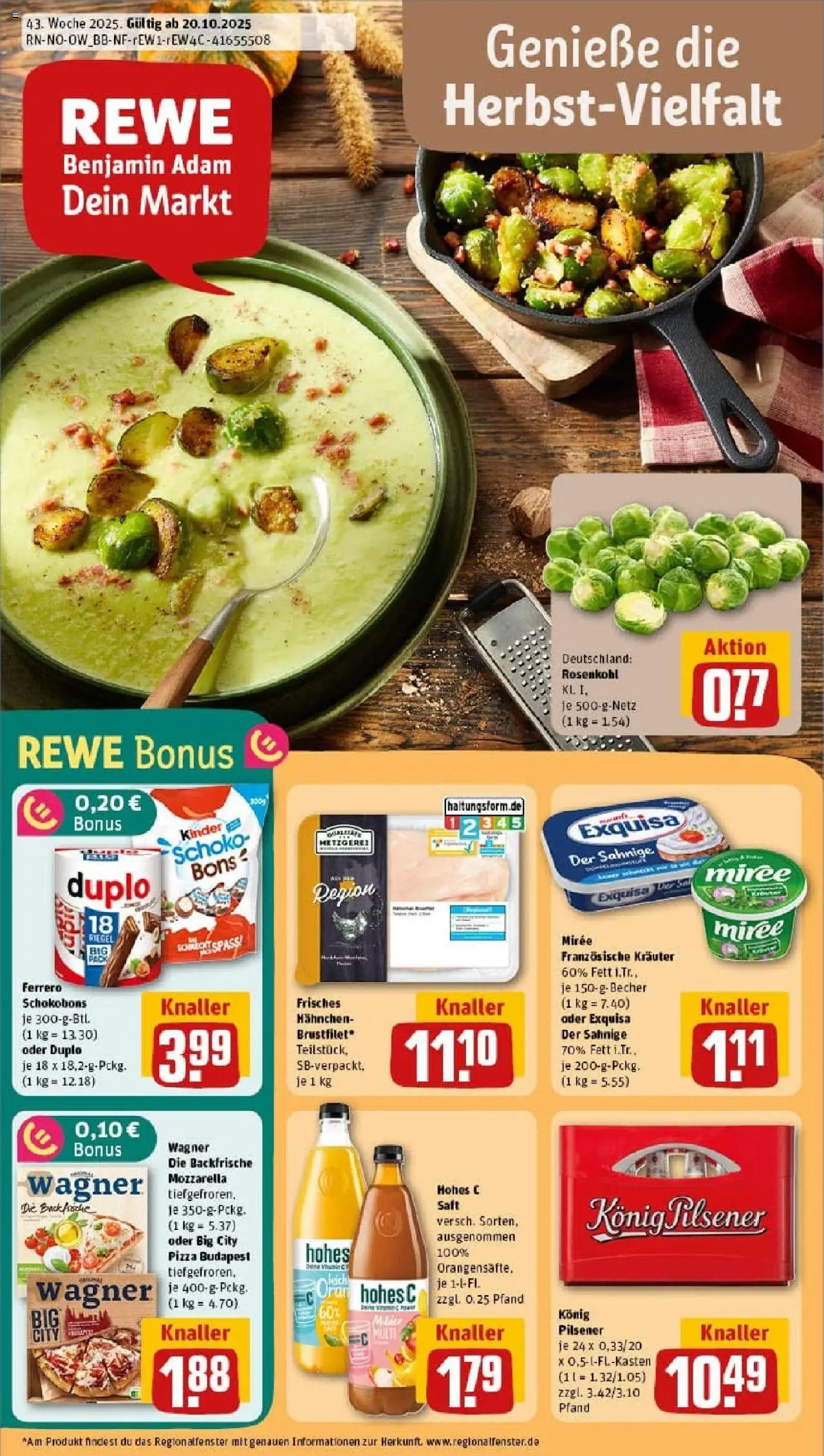 Rewe prospekt Werther	 – gültig ab 19.10.2025 | Seite: 1 | Produkte: Mozzarella, Hohes c, Pizza, Saft