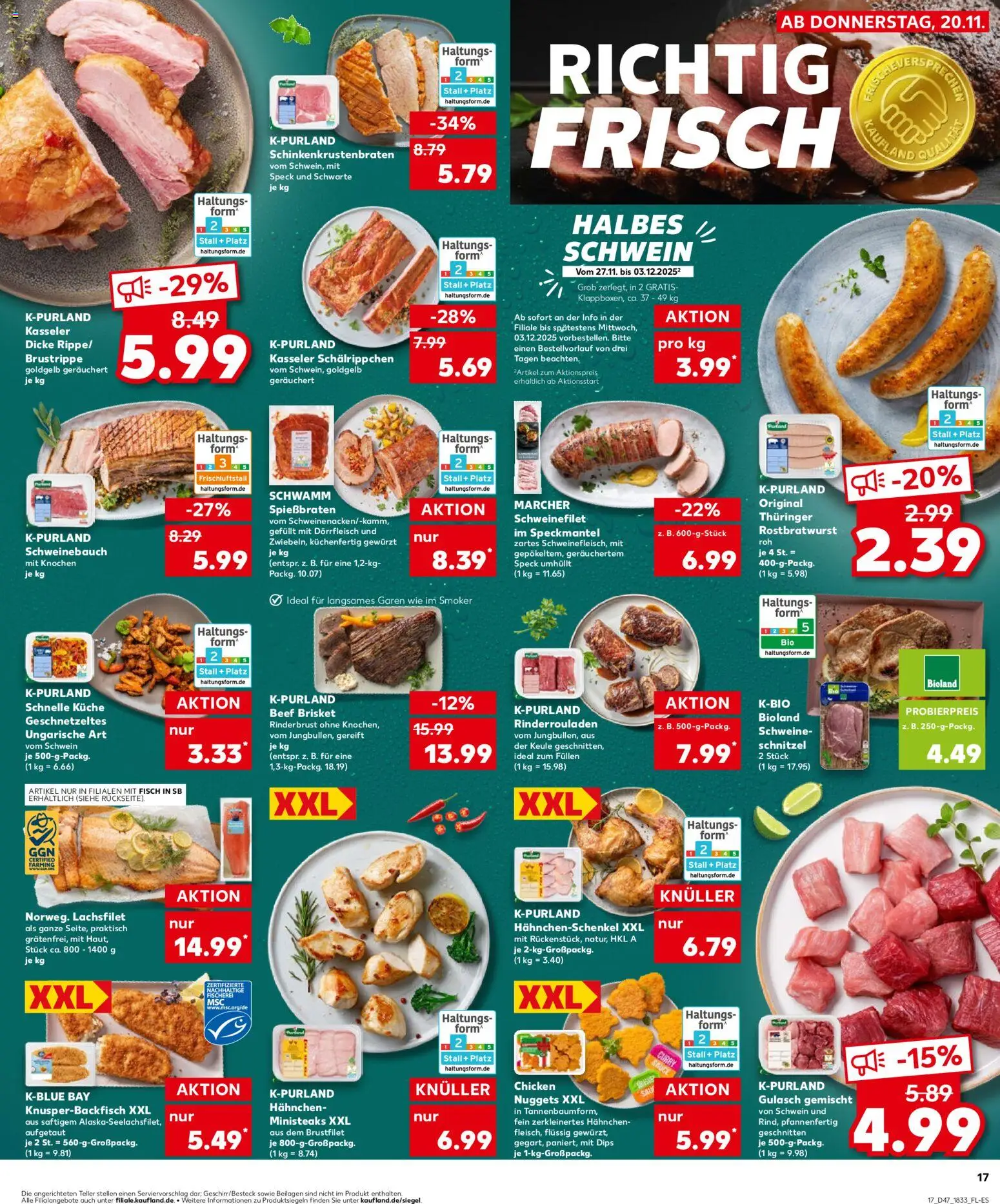 Kaufland prospekt Bremen	 – gültig ab 23.11.2025 | Seite: 17 | Produkte: Hahnchenschenkel, Küche, Schnitzel, Schweinefilet