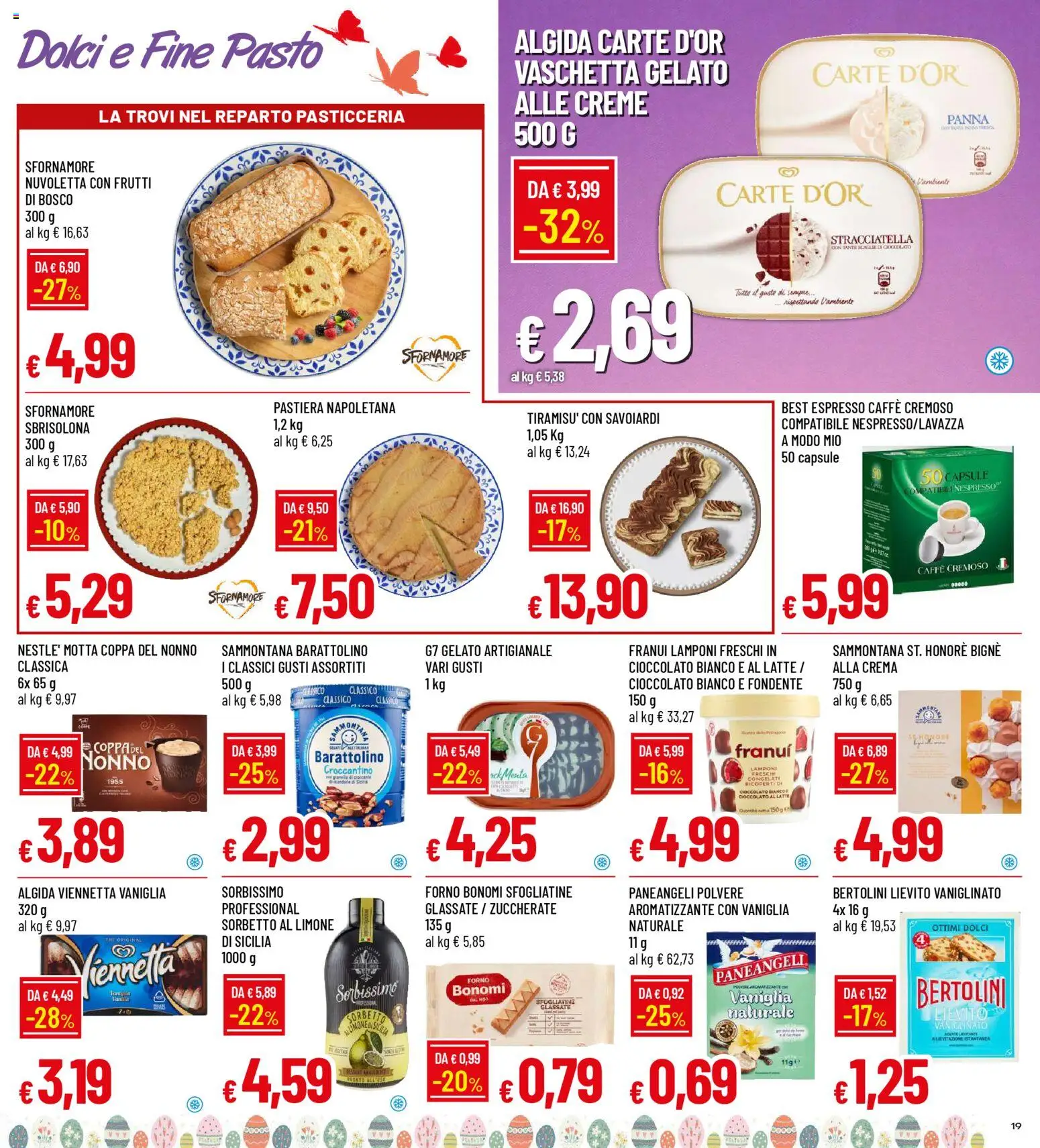 Volantino Famila del 26.03.2026 | Pagina: 19 | Prodotti: Lamponi, Panna, Sorbetto, Forno