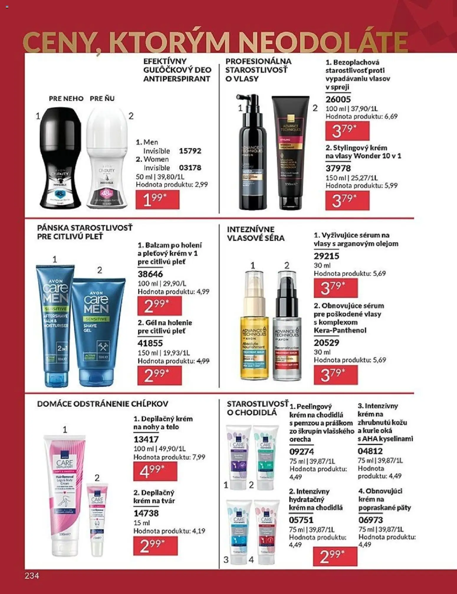 Nové Avon akcie – leták je platný od 01.12.2025 | Strana: 234 | Produkty: Antiperspirant, Depilačný krém, Krém