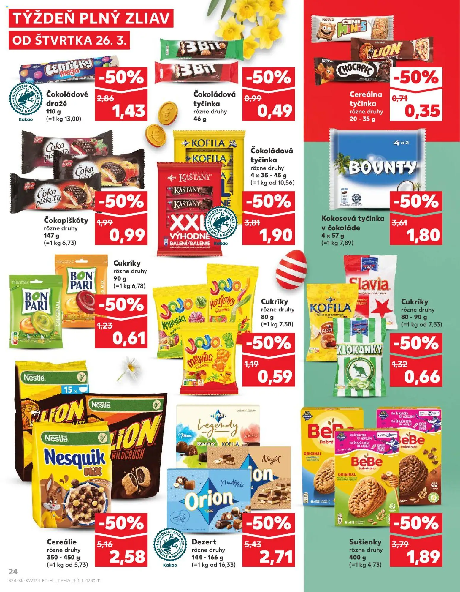 Nové Kaufland akcie – leták je platný od 26.03.2026 | Strana: 24 | Produkty: Chocapic, Cereálie, Nesquik, Kakao