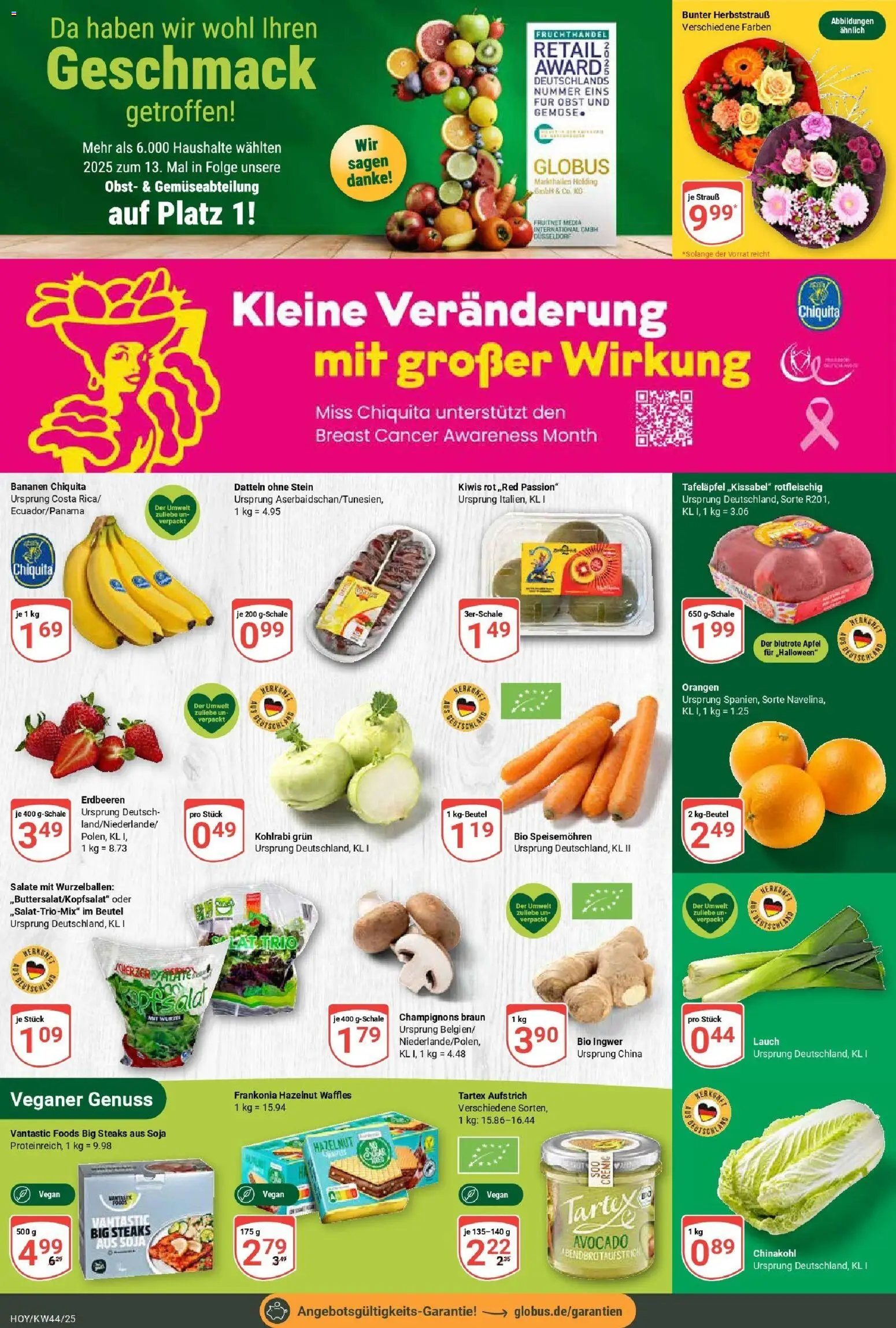 Globus prospekt Hoyerswerda	 – gültig ab 26.10.2025 | Seite: 6 | Produkte: Kohlrabi, Champignons, Obst, Chinakohl