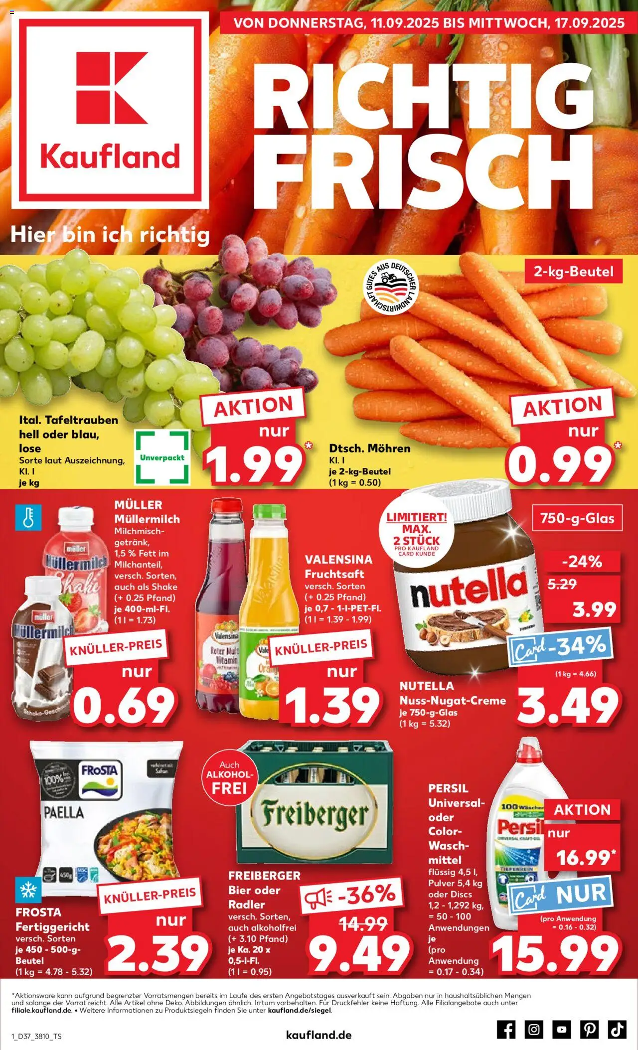 Kaufland prospekt Berlin	 – gültig ab 11.09.2025 | Seite: 1 | Produkte: Bier, Frosta, Waschmittel, Fruchtsaft