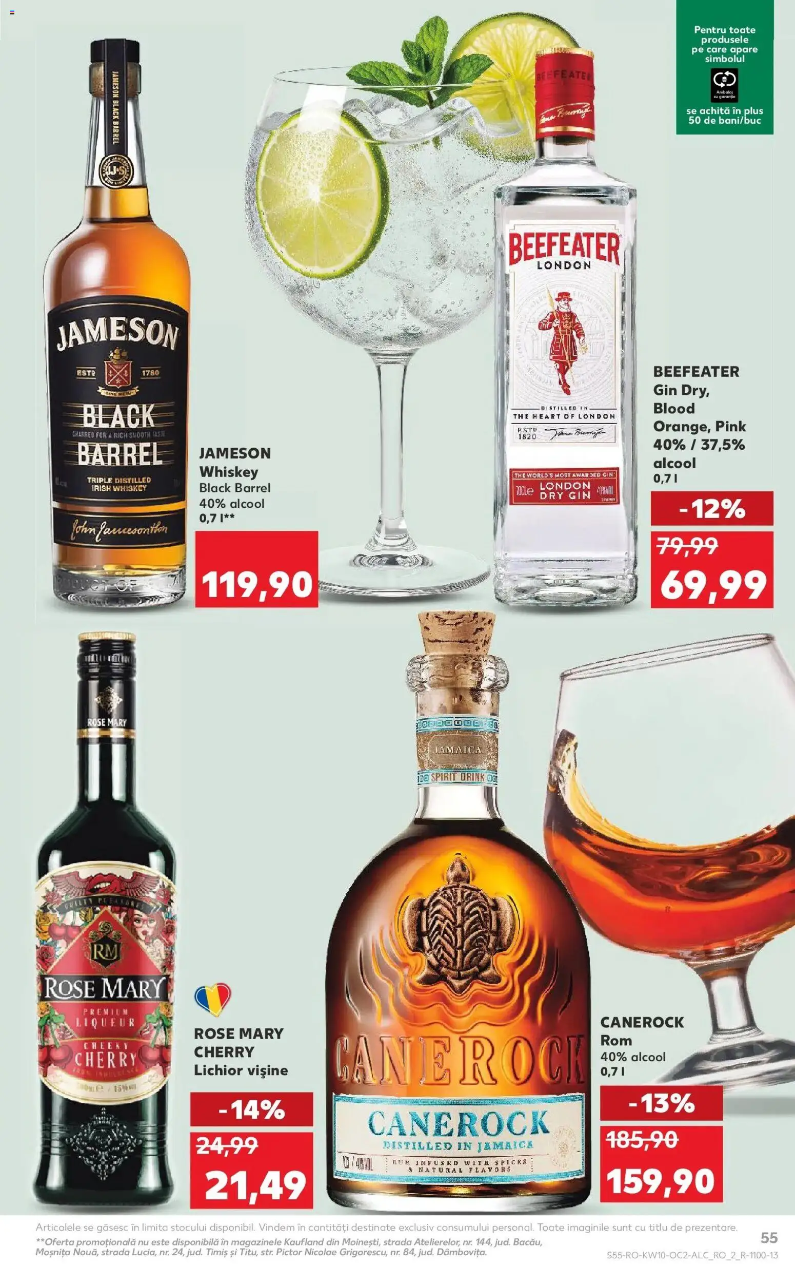 Noul catalog Kaufland – valabil de la 04.03.2026 | Pagină: 55 | Produse: Lichior, Rom, Gin, Whiskey