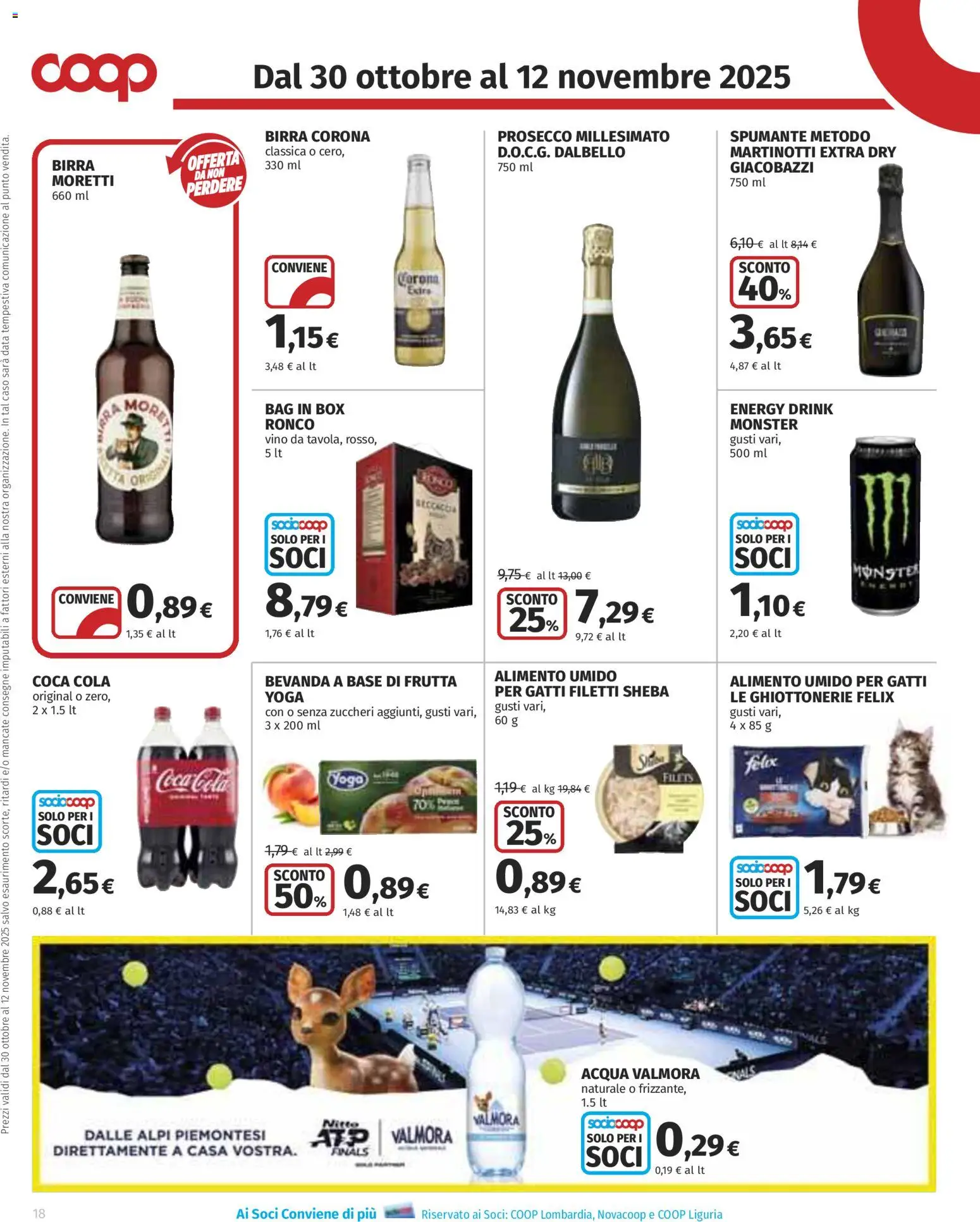 Volantino COOP del 30.10.2025 | Pagina: 18 | Prodotti: Birra, Acqua, Frutta, Data