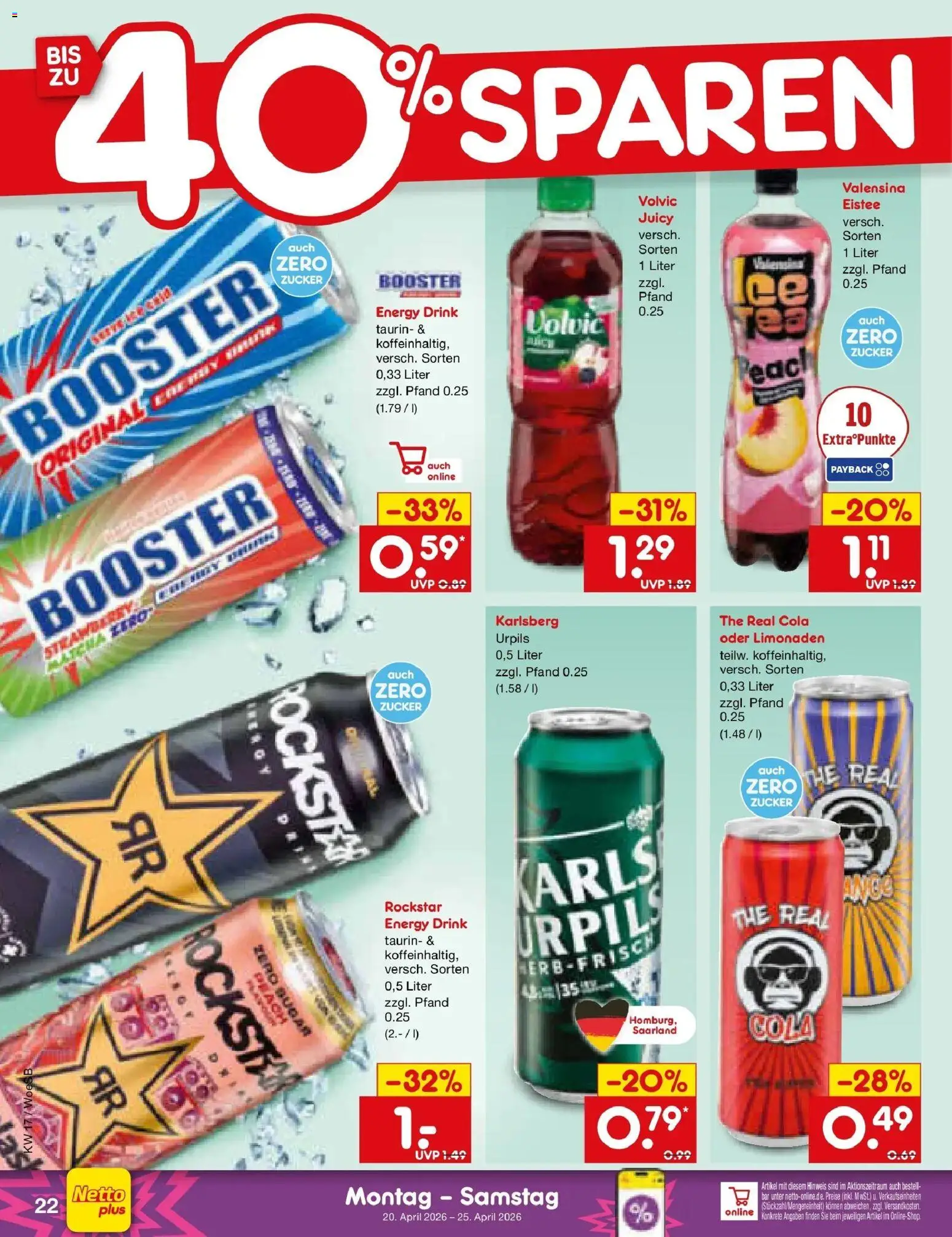 Netto Marken-Discount Prospekt Katzweiler	 – gültig ab 20.04.2026 | Seite: 23 | Produkte: Rockstar energy, Cola, Zucker, Volvic