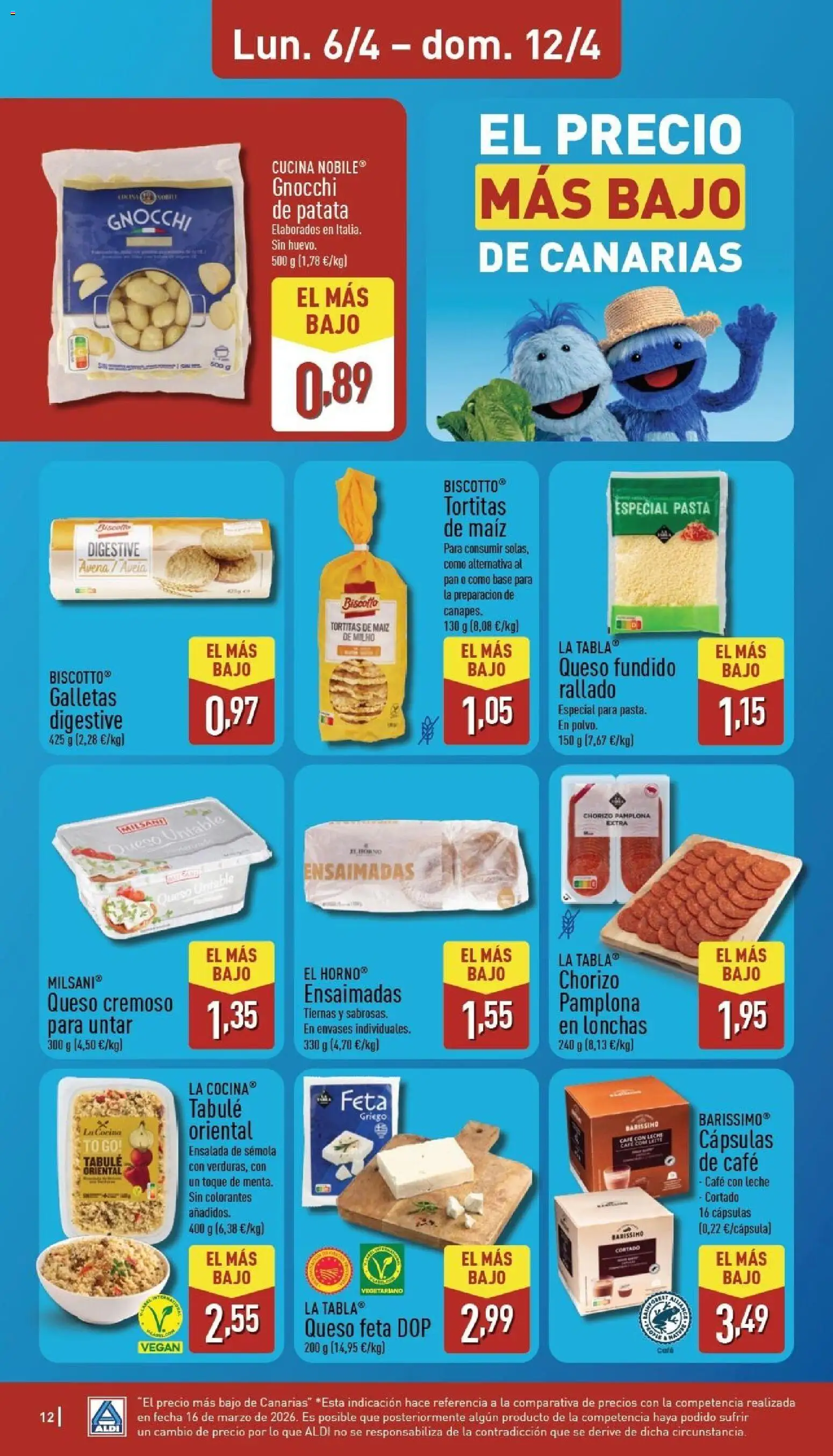 Aldi folleto Canarias │ válido desde el 06.04.2026 | Página: 12 | Productos: Pan, Pasta, Salami, Δαχτυλίδι φωτός