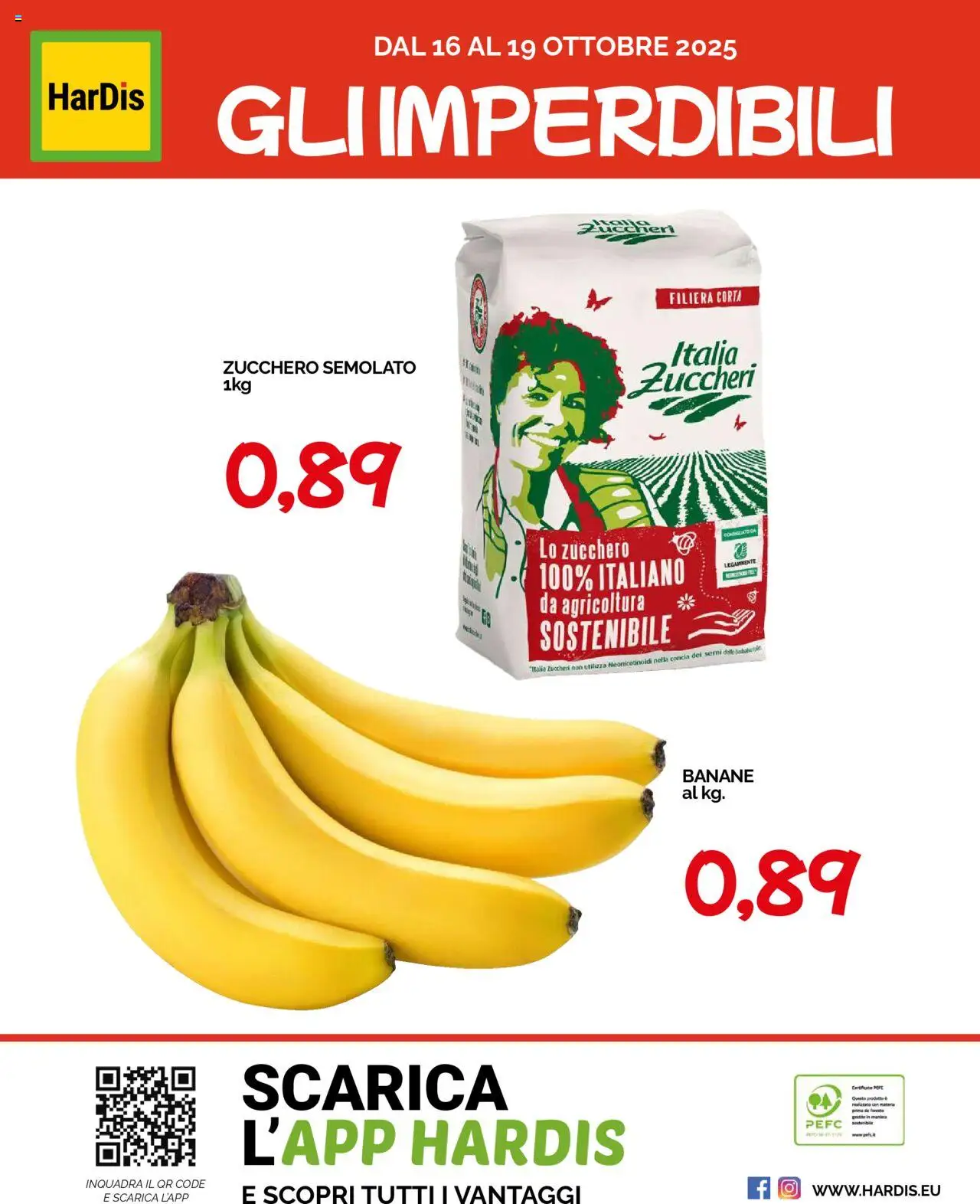Volantino HarDis del 09.10.2025 | Pagina: 16 | Prodotti: Banane, Zucchero, Zucchero semolato