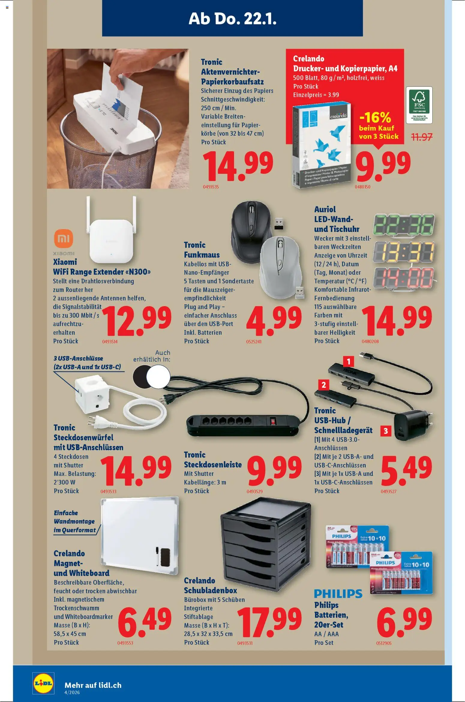 Lidl Aktionen – gültig ab 22.01.2026 | Seite: 16 | Produkte: Drucker, Wecker, Xiaomi, Philips