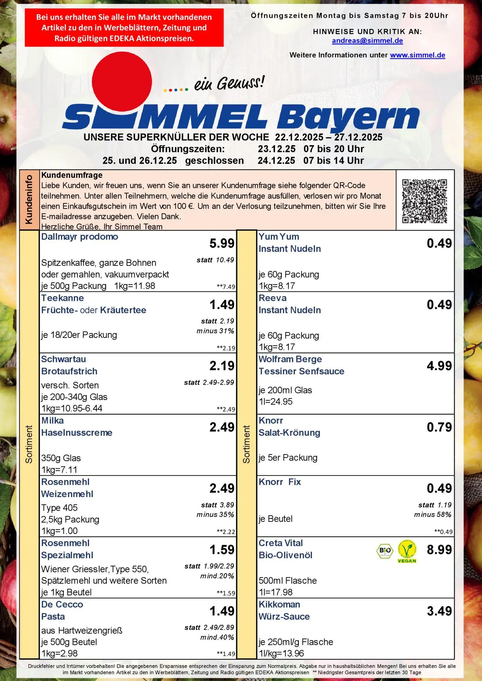 Simmel - Bayern – gültig ab 22.12.2025 | Seite: 1 | Produkte: Knorr fix, Knorr, Milka, Teekanne