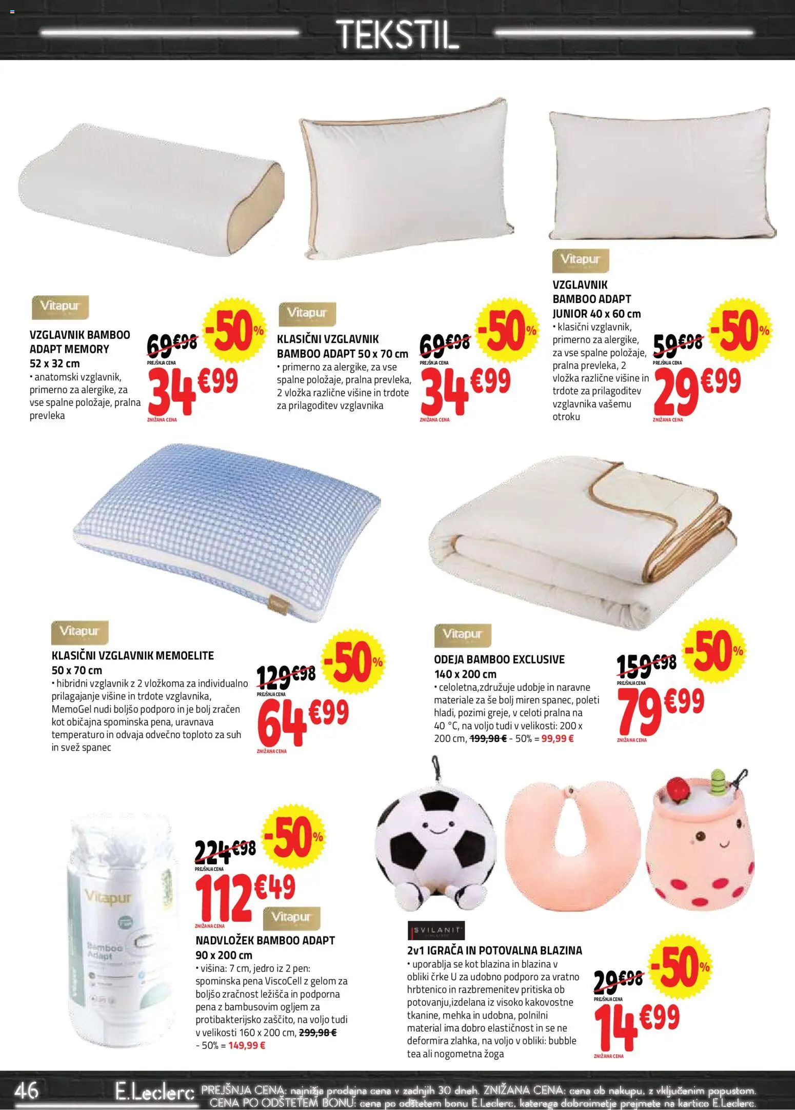 Novi E.leclerc katalog ponudbe – veljaven od 21.01.2026 | Stran: 6 | Izdelki: Vzglavnik, Nadvložek, Blazina, Odeja