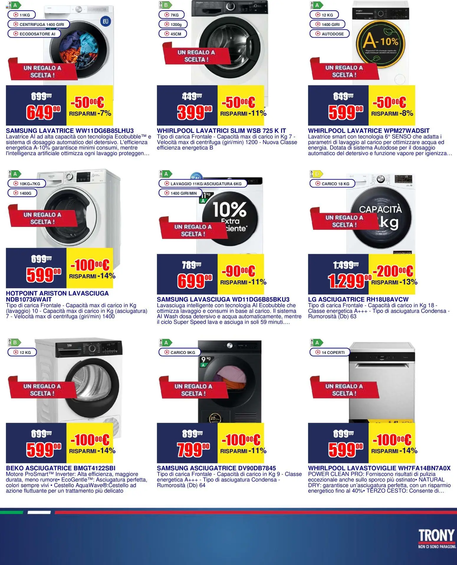 Volantino Trony del 16.04.2026 | Pagina: 3 | Prodotti: Lavasciuga, Centrifuga, Acqua, Samsung