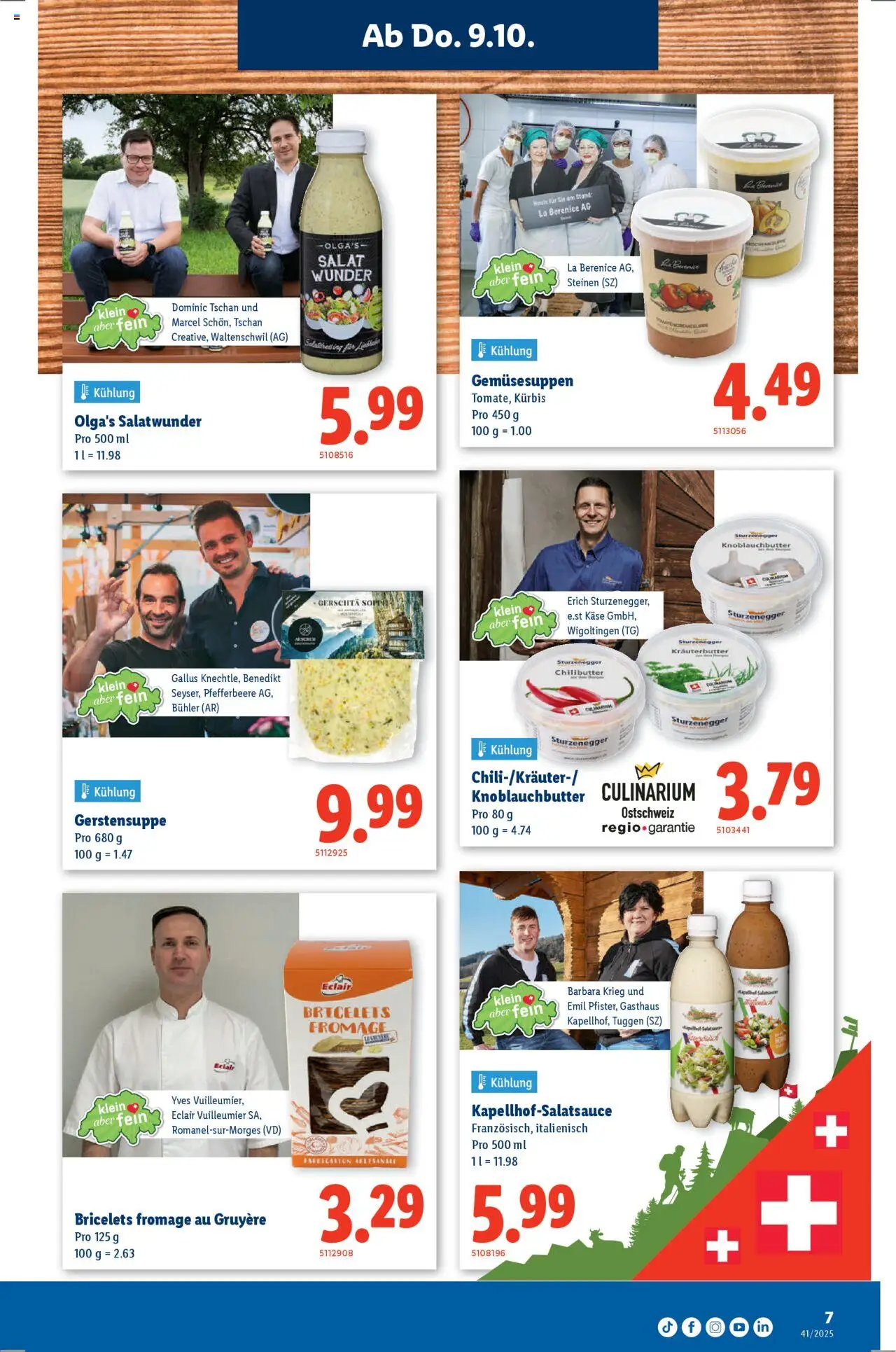 Lidl Aktionen Klein aber fein – gültig ab 09.10.2025 | Seite: 7 | Produkte: Kräuterbutter, Käse, Kürbis, Salat