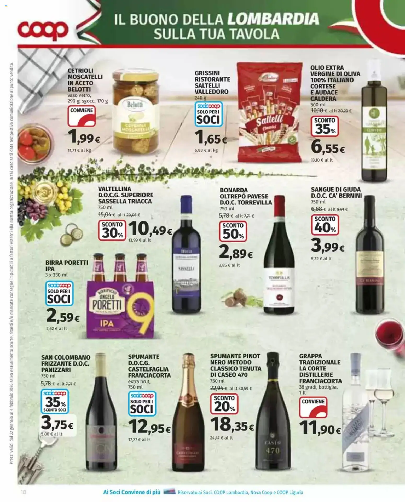 Volantino COOP del 22.01.2026 | Pagina: 18 | Prodotti: Birra, Cetrioli, Olio, Grappa