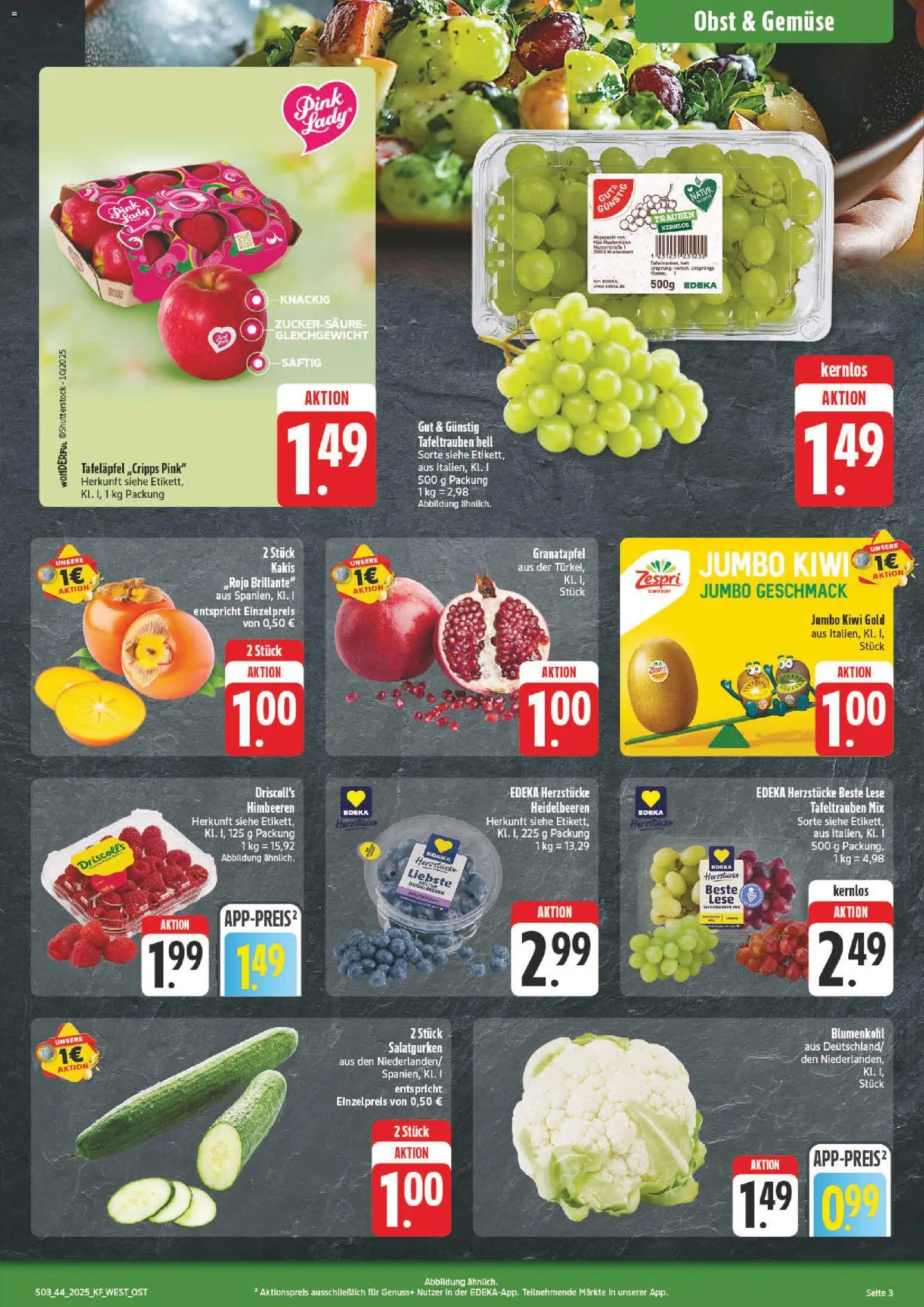 nah & gut Prospekt 	 – gültig ab 27.10.2025 | Seite: 3 | Produkte: Himbeeren, Trauben, Heidelbeeren, Obst