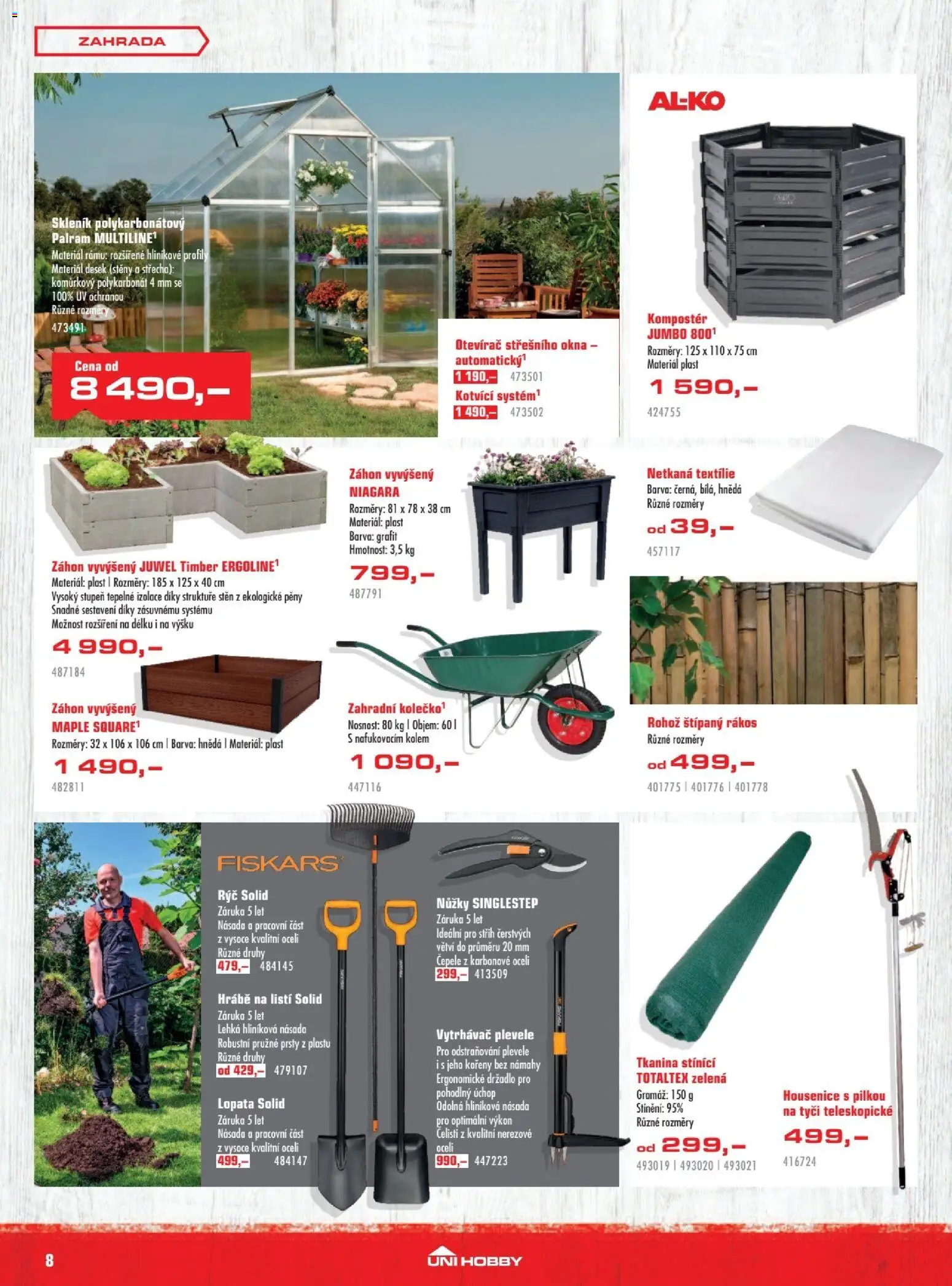 Uni Hobby leták od 05.03.2026 | Strana: 8 | Produkty: Zahrada, Nůžky, Kompostér, Rýč