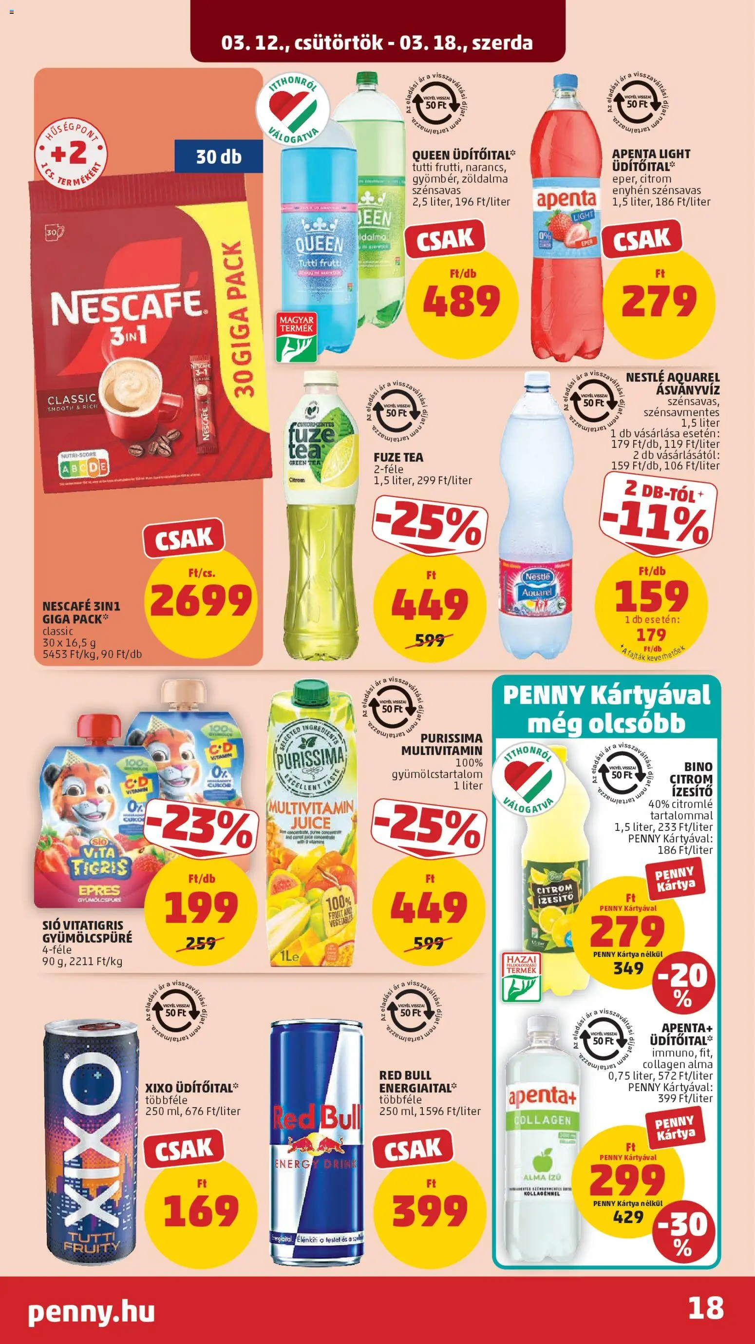 PENNY akciós ujság - amely érvényes a következő dátumtól: 12.03.2026 | Oldal: 24 | Termékek: Energiaital, Red bull, Alma, Citrom