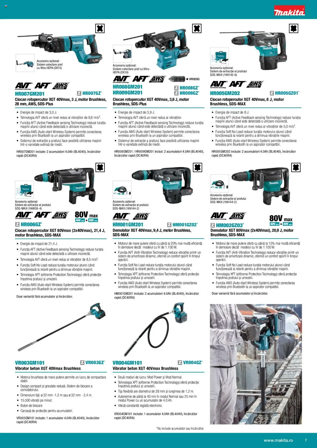 Makita catalog - Mașini cu acumulatori XGT 40Vmax / 80Vmax – valabil de la 01.02.2024 | Pagină: 7