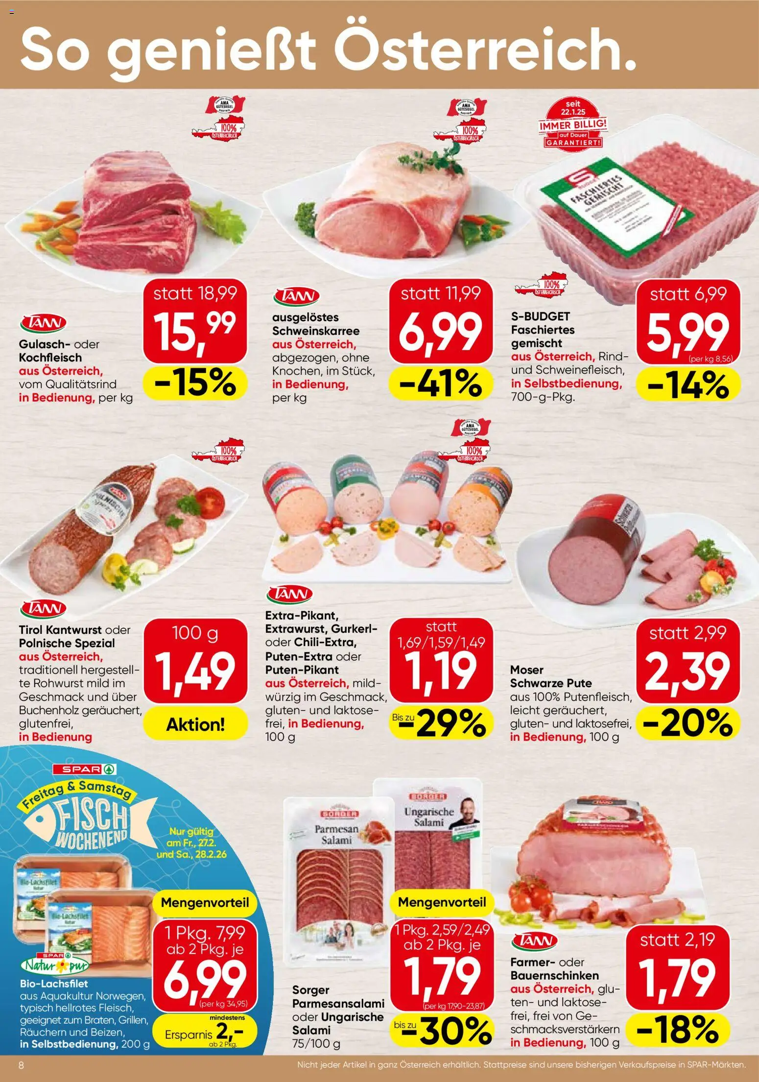 Spar Flugblatt - Oberösterreich gültig ab 26.02.2026 | Seite: 8 | Produkte: Salami, Fisch