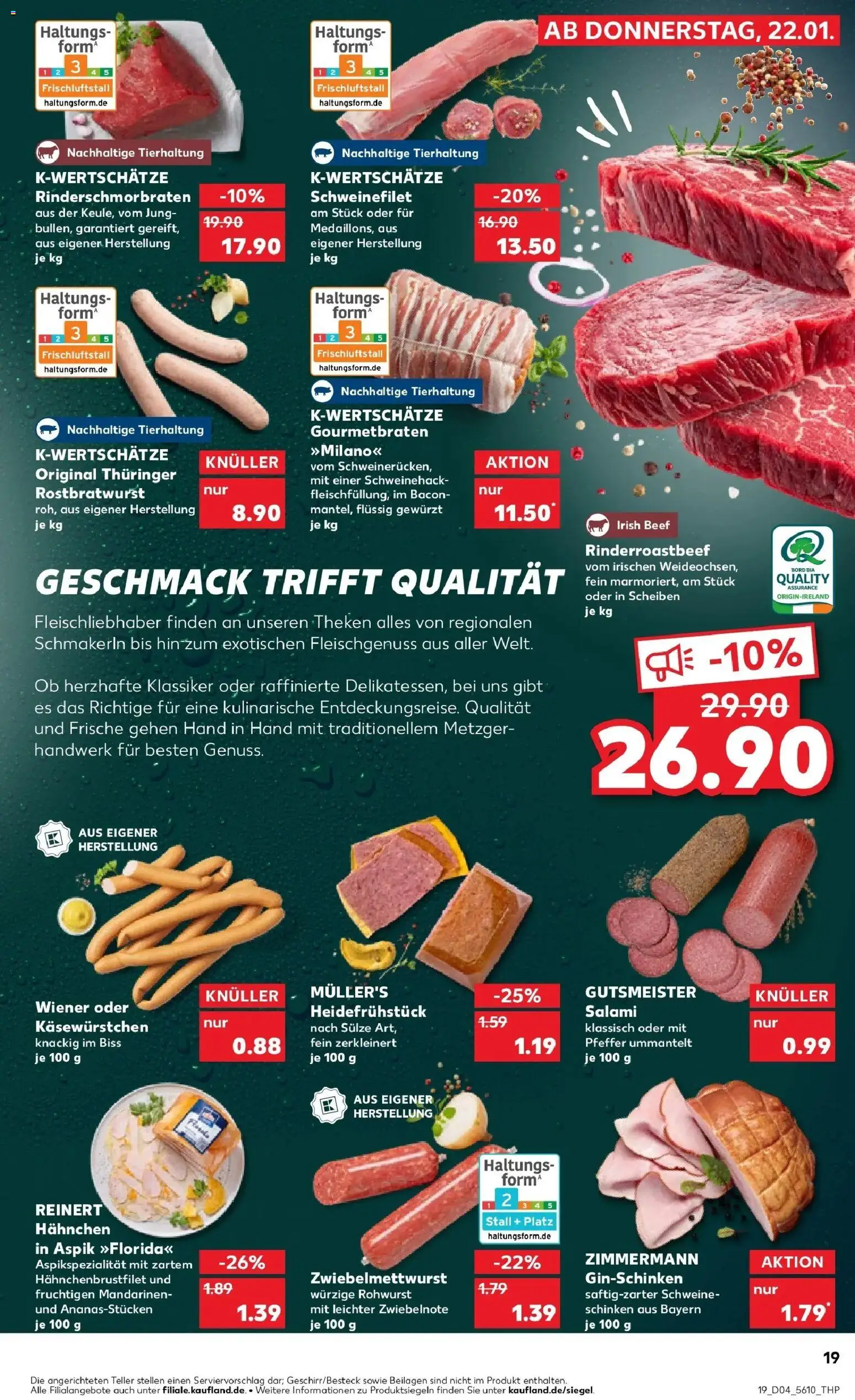 Kaufland prospekt Eisenach	 – gültig ab 22.01.2026 | Seite: 19 | Produkte: Hahnchen, Schweinefilet, Pfeffer, Schinken